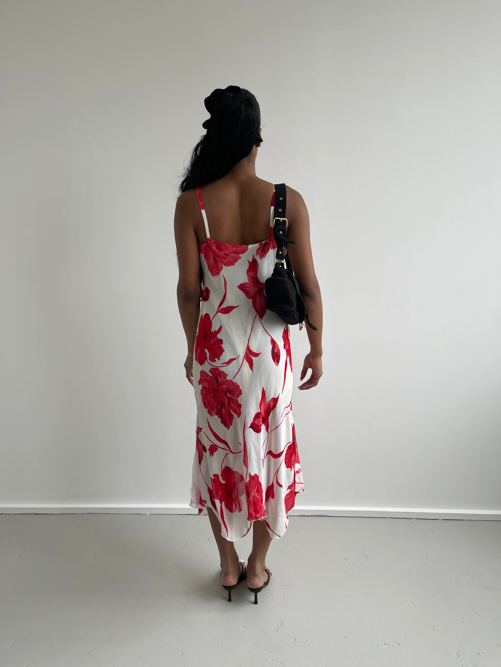 White and red floral dress