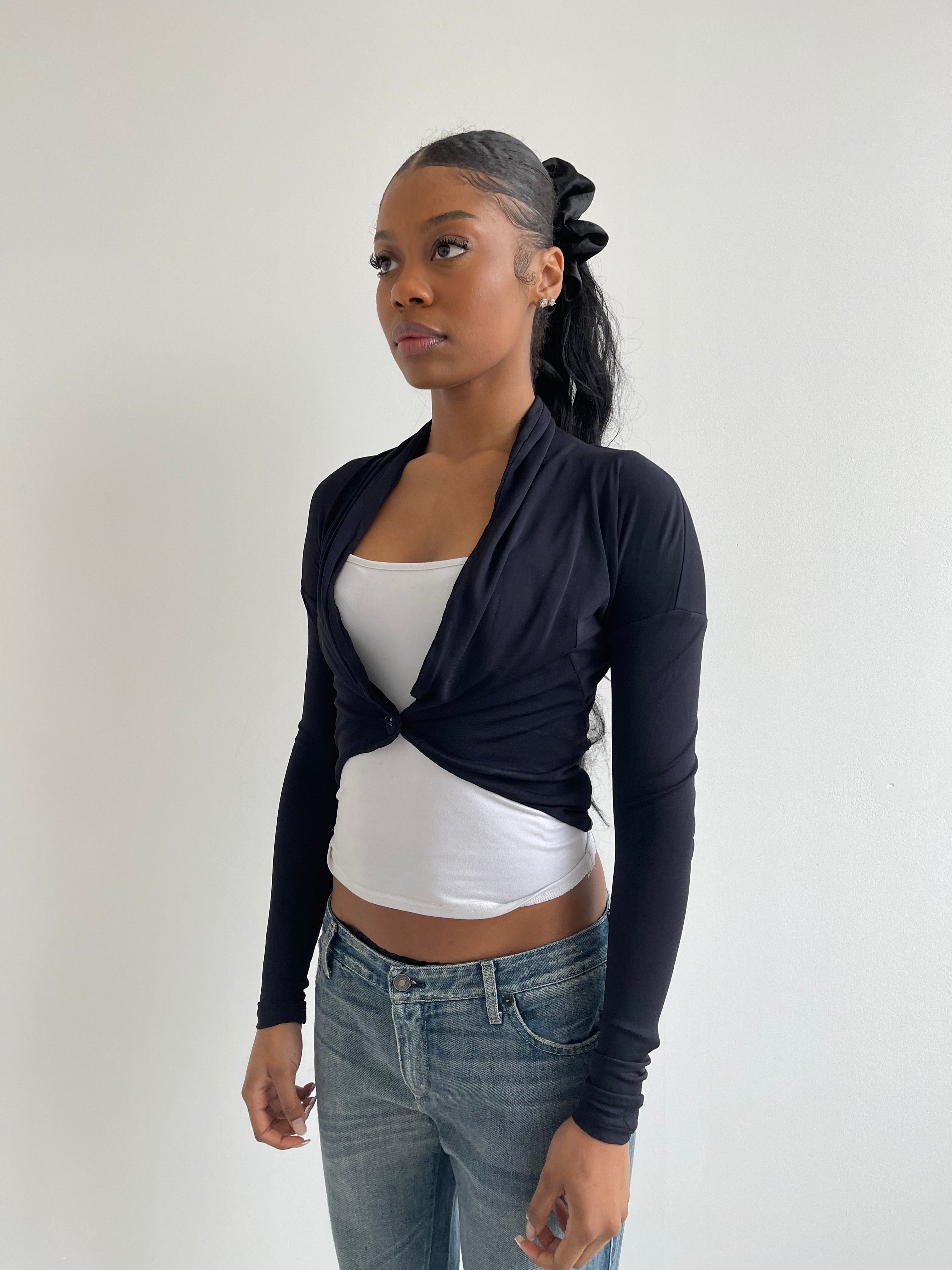 Patrizia Pepe navy bolero style blouse