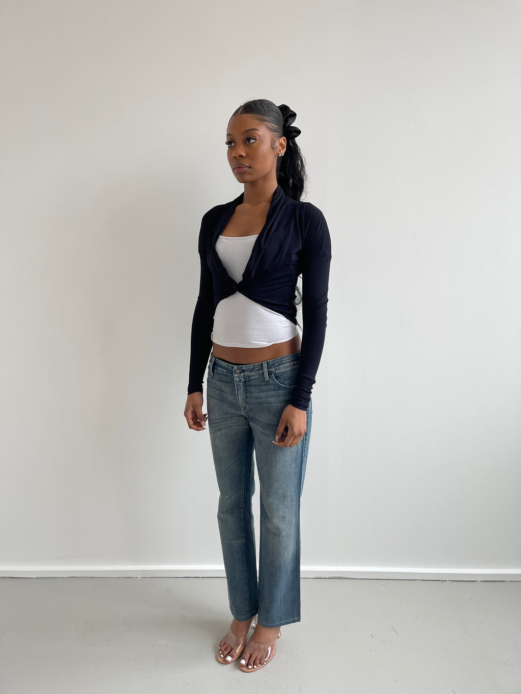 Patrizia Pepe navy bolero style blouse