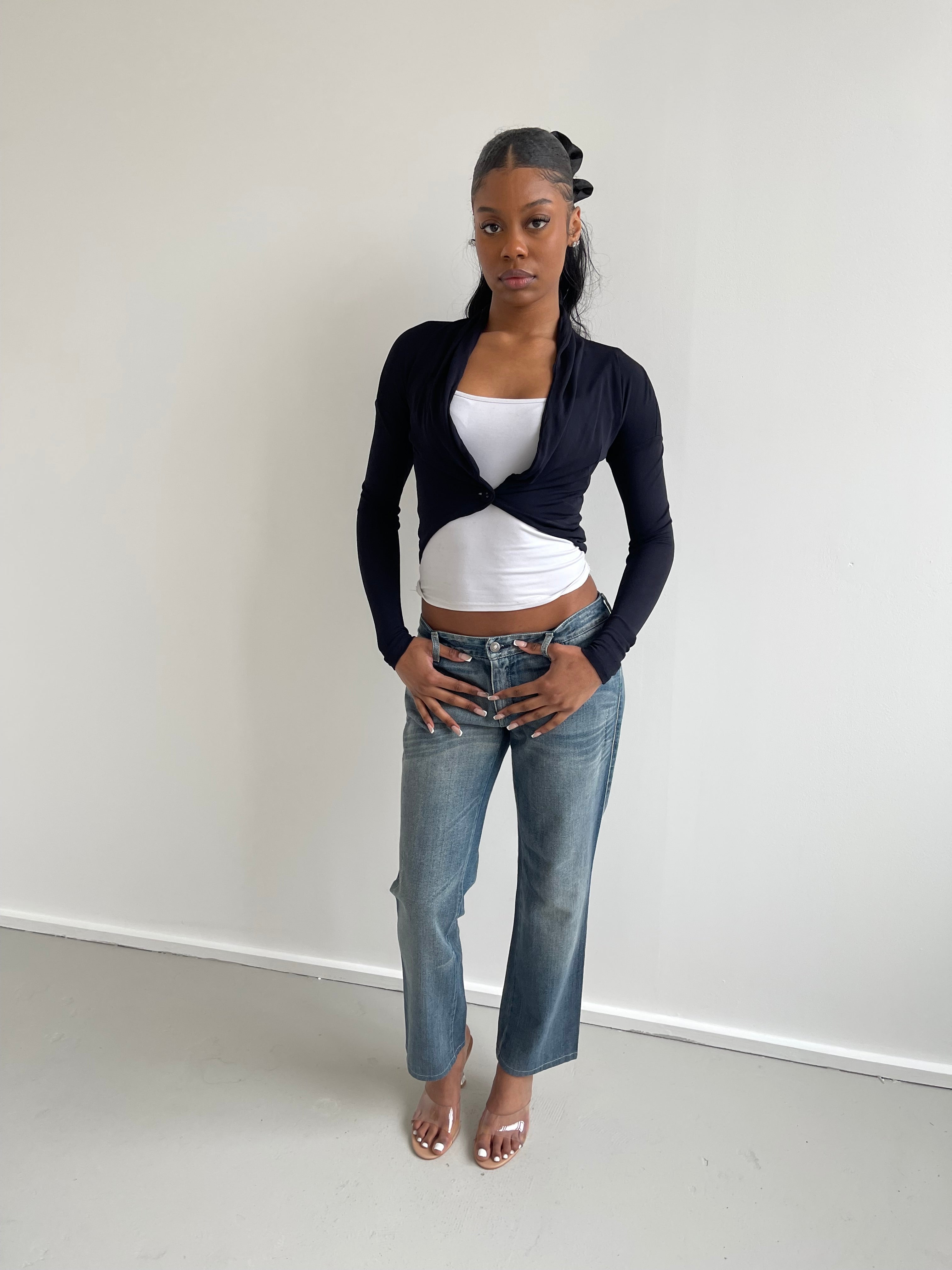 Patrizia Pepe navy bolero style blouse