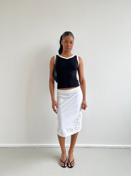 Armani Collezioni black tank top with white trims