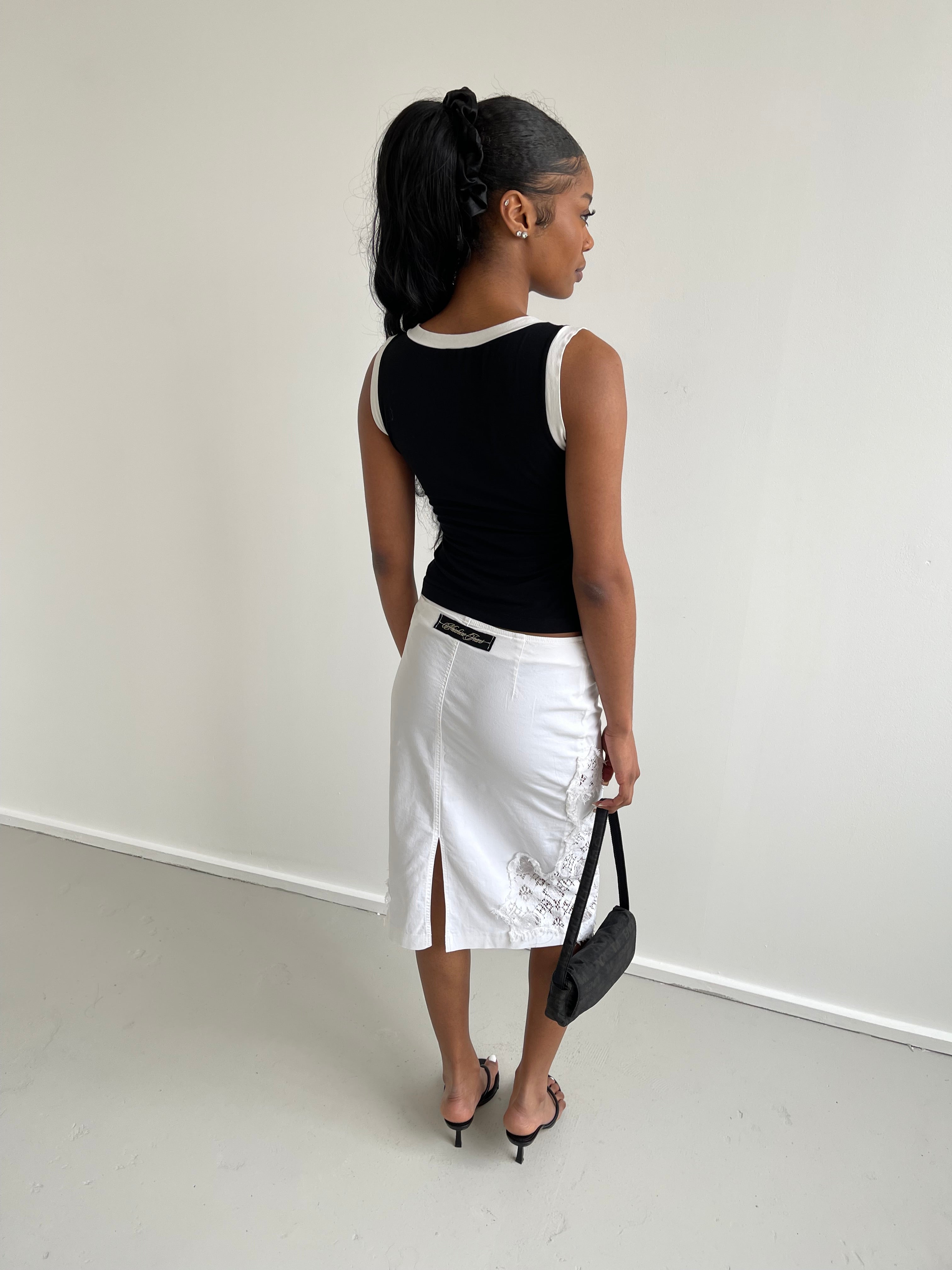 Armani Collezioni black tank top with white trims