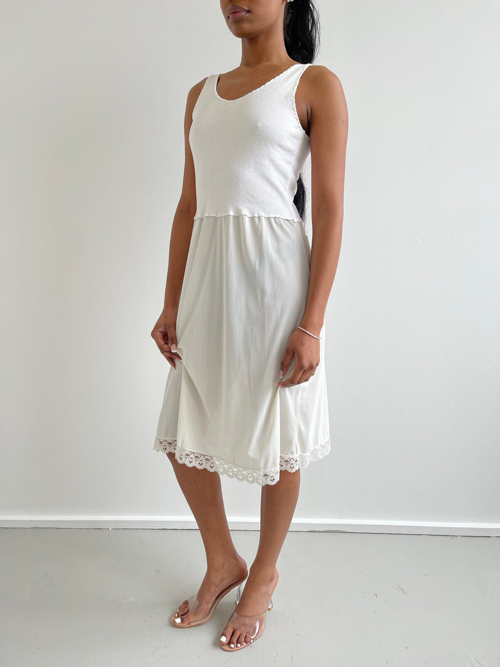 Vintage cream midi dress