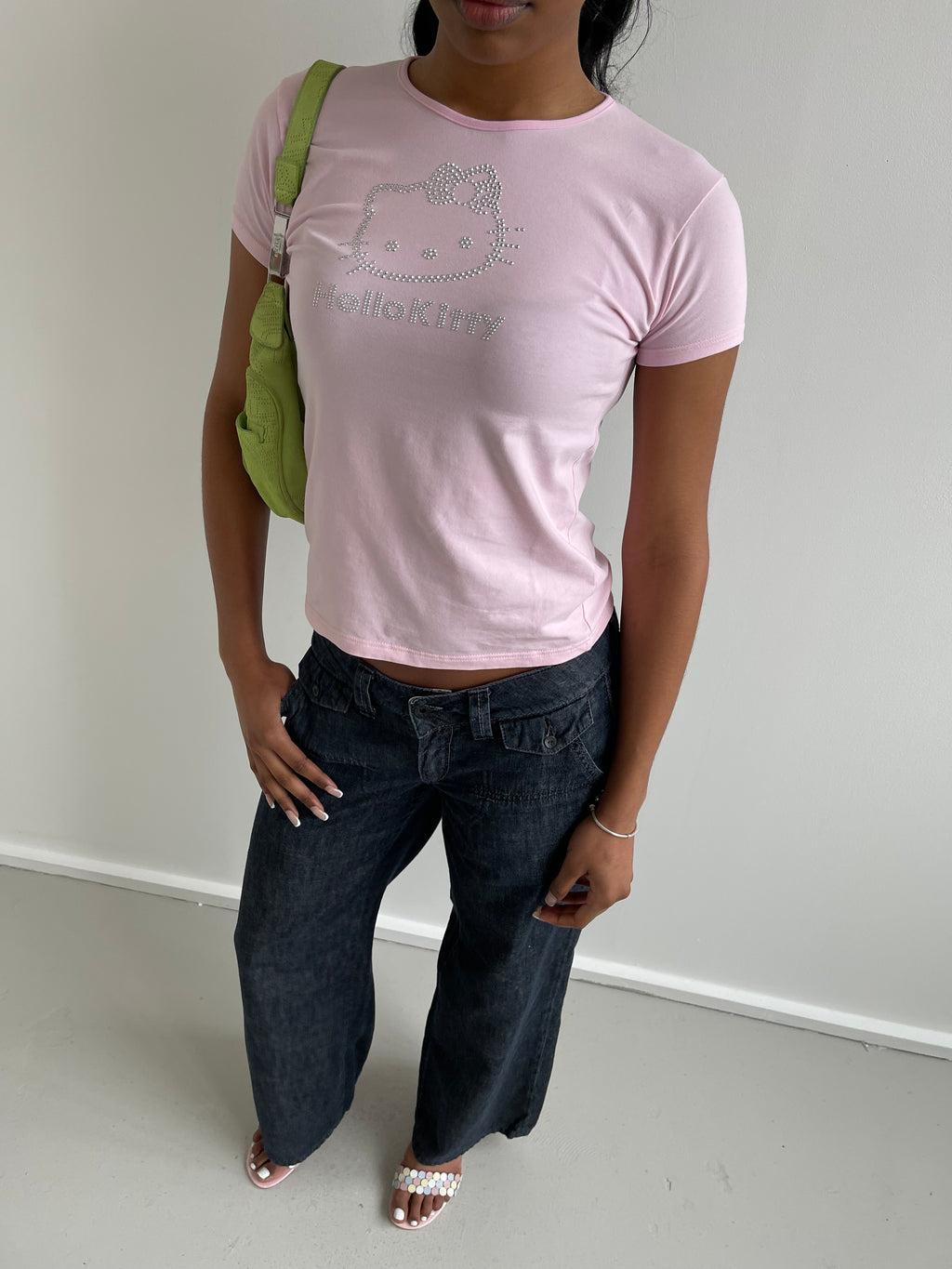 Vintage Hello Kitty baby pink t-shirt with diamanté detail