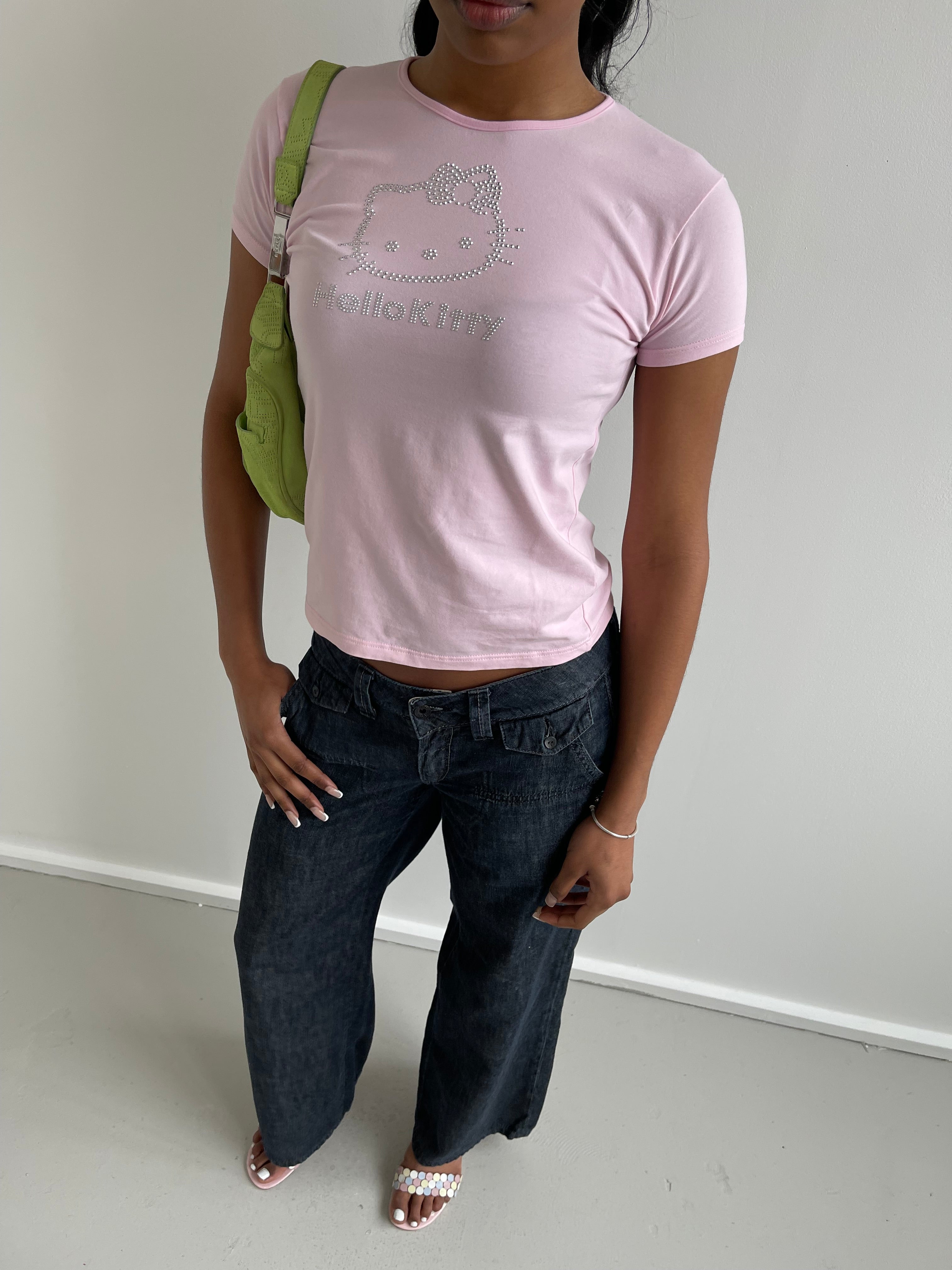 Vintage Hello Kitty baby pink t-shirt with diamanté detail