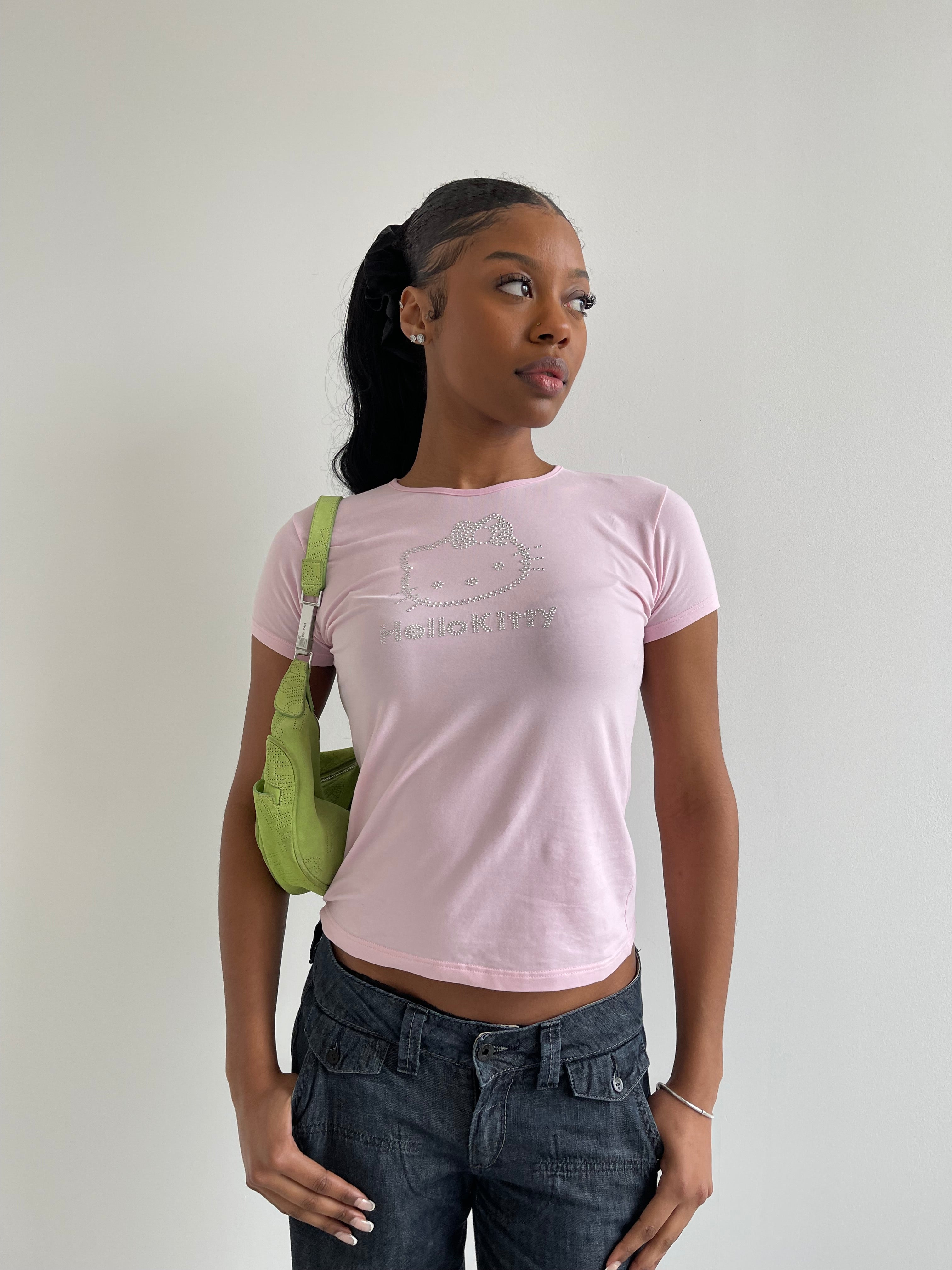 Vintage Hello Kitty baby pink t-shirt with diamanté detail