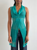 Max Mara turquoise sheer silk top