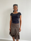 Just Cavalli slinky black t-shirt with Khaki trims