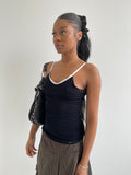 Miss Sixty black fine knit subtly patterned cami top