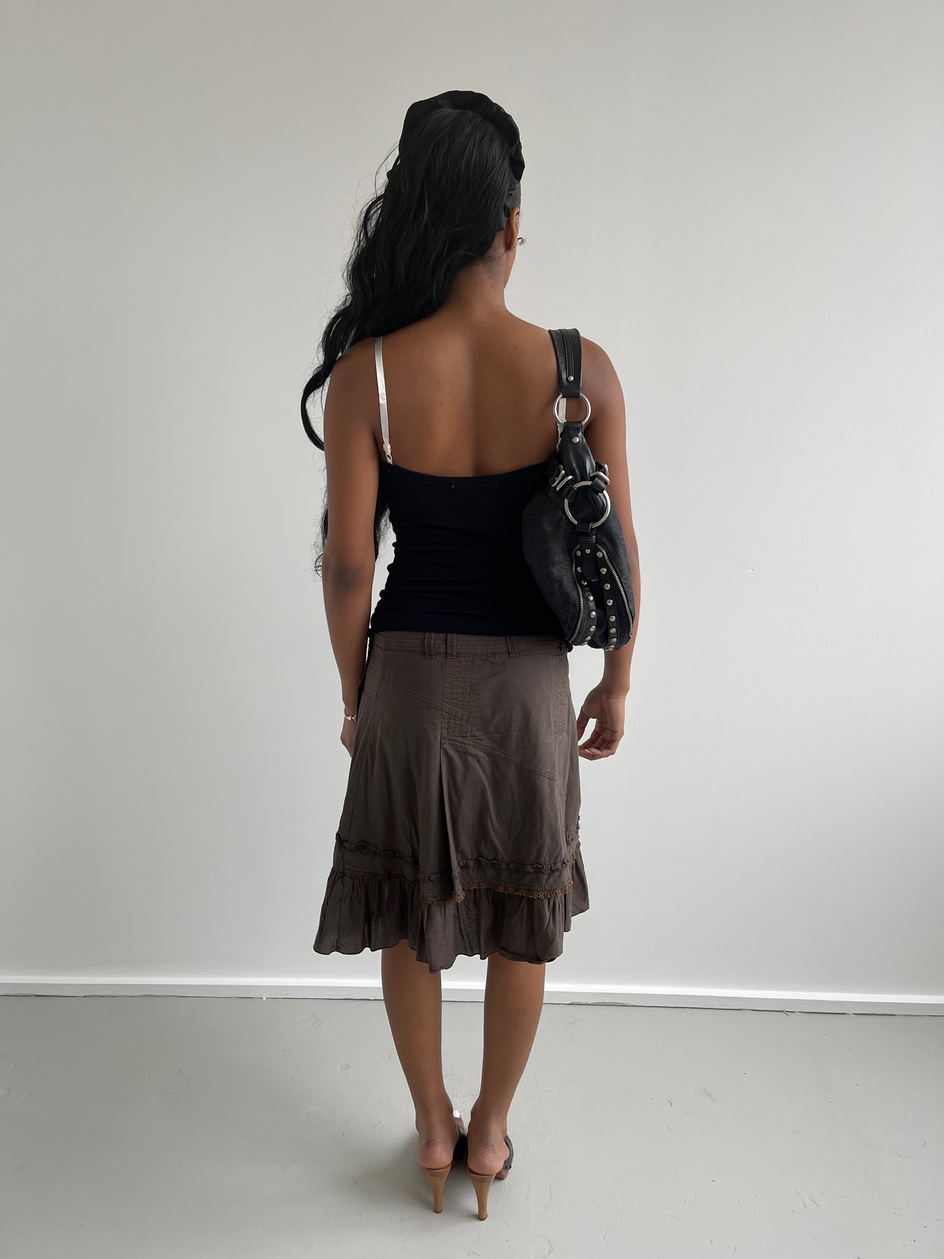 Miss Sixty black fine knit subtly patterned cami top