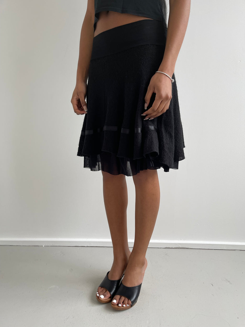Black mohair knit skirt