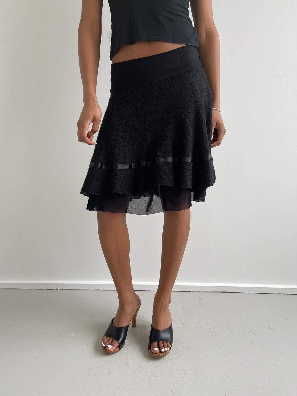 Black mohair knit skirt