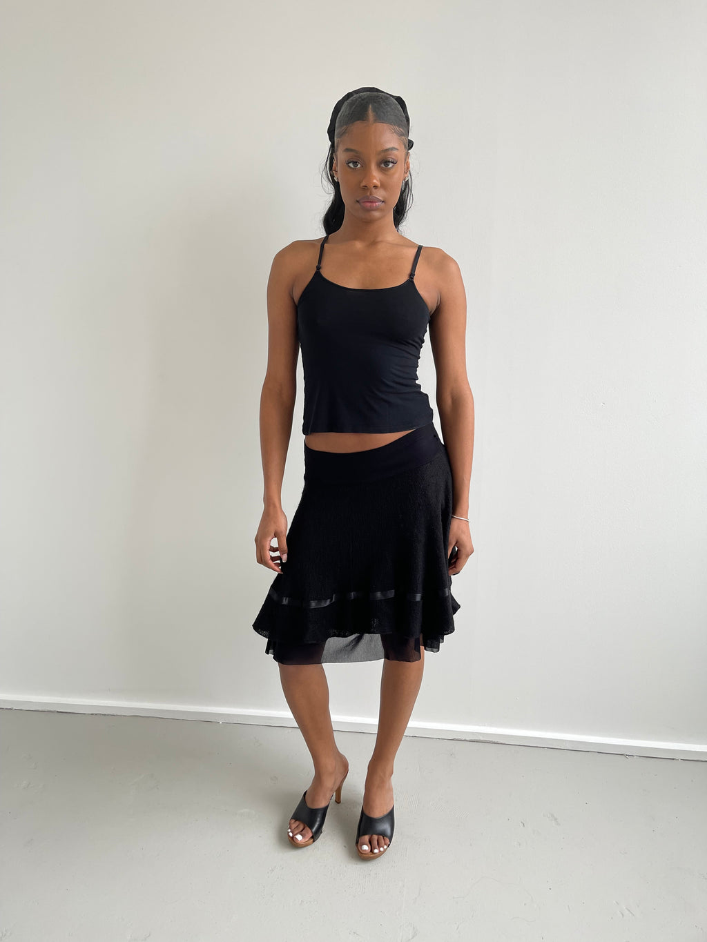 Black mohair knit skirt