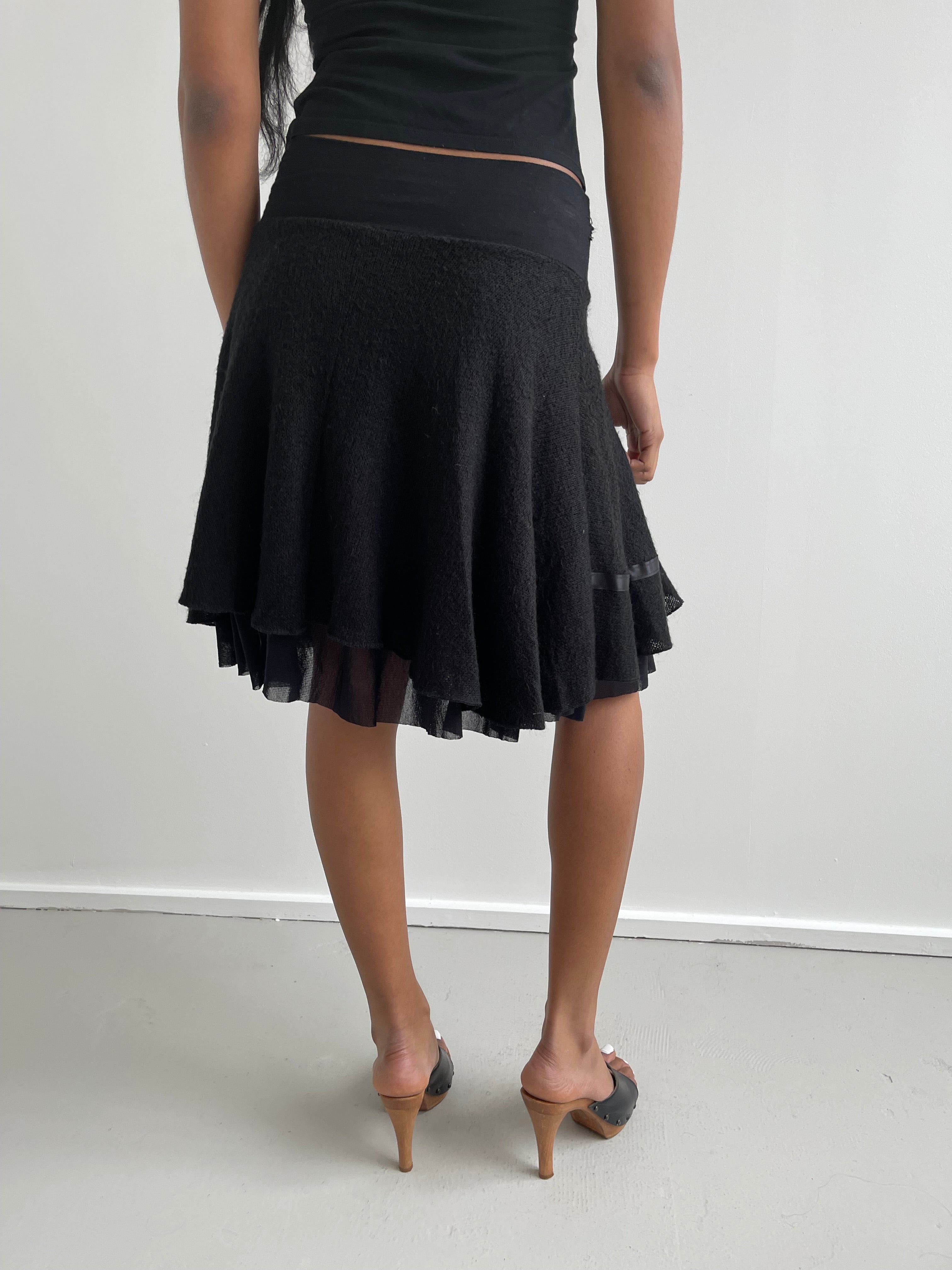 Black mohair knit skirt