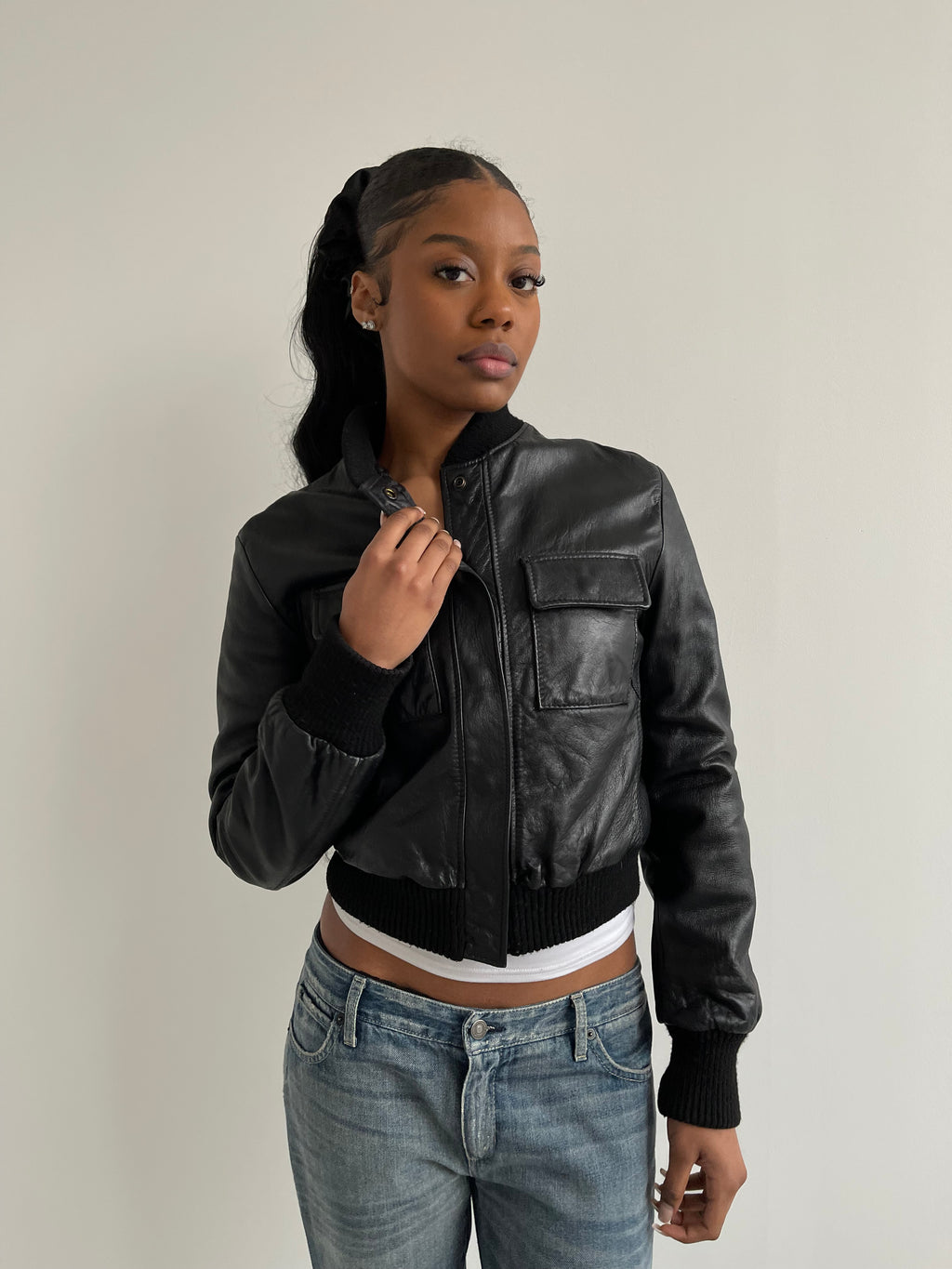 Vintage black bomber jacket