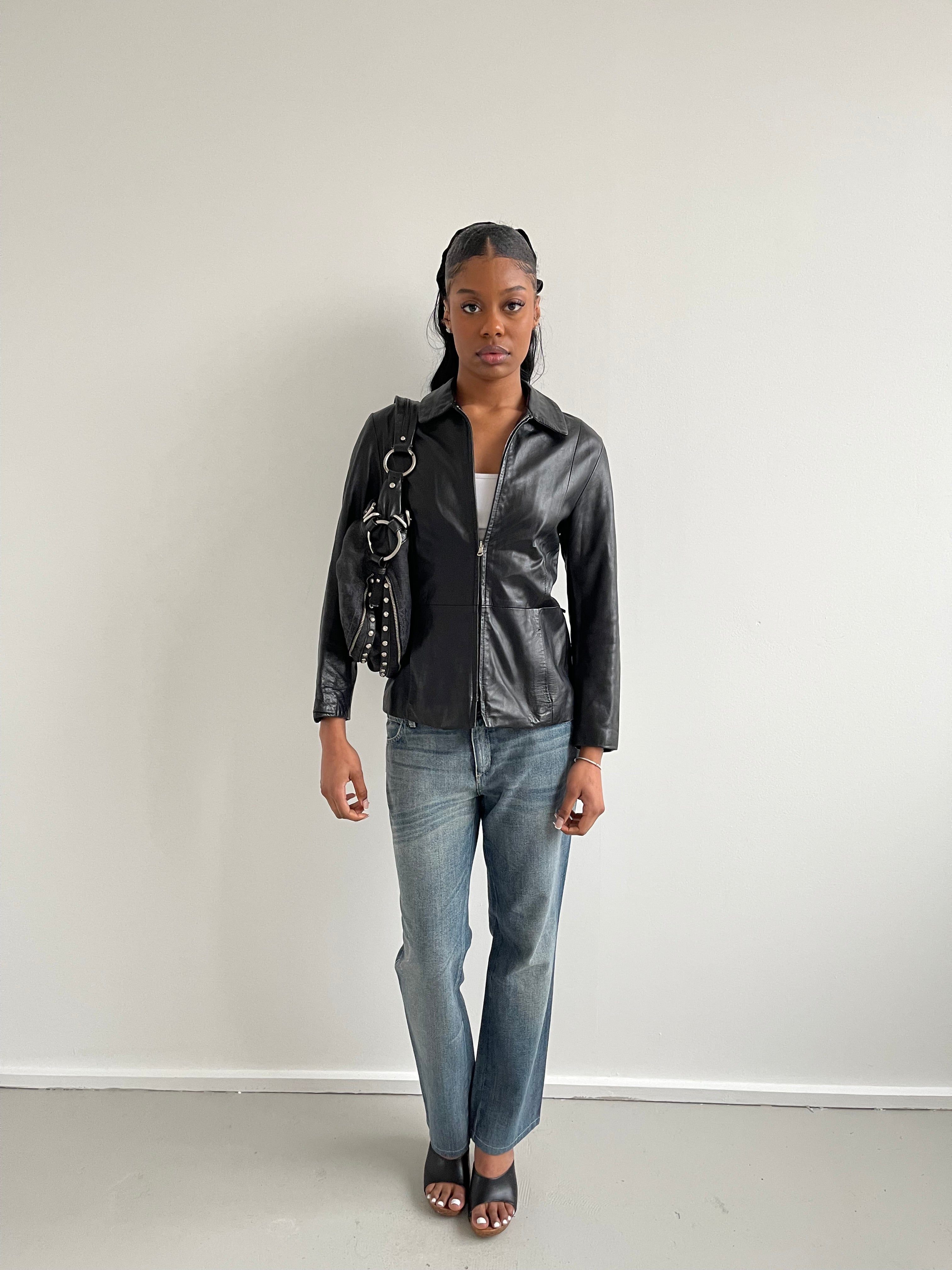Vintage black leather jacket