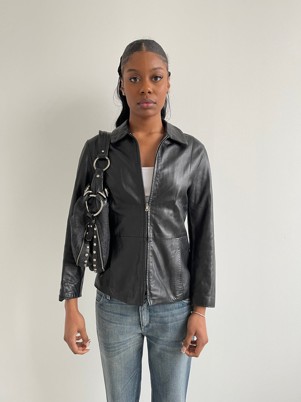 Vintage black leather jacket