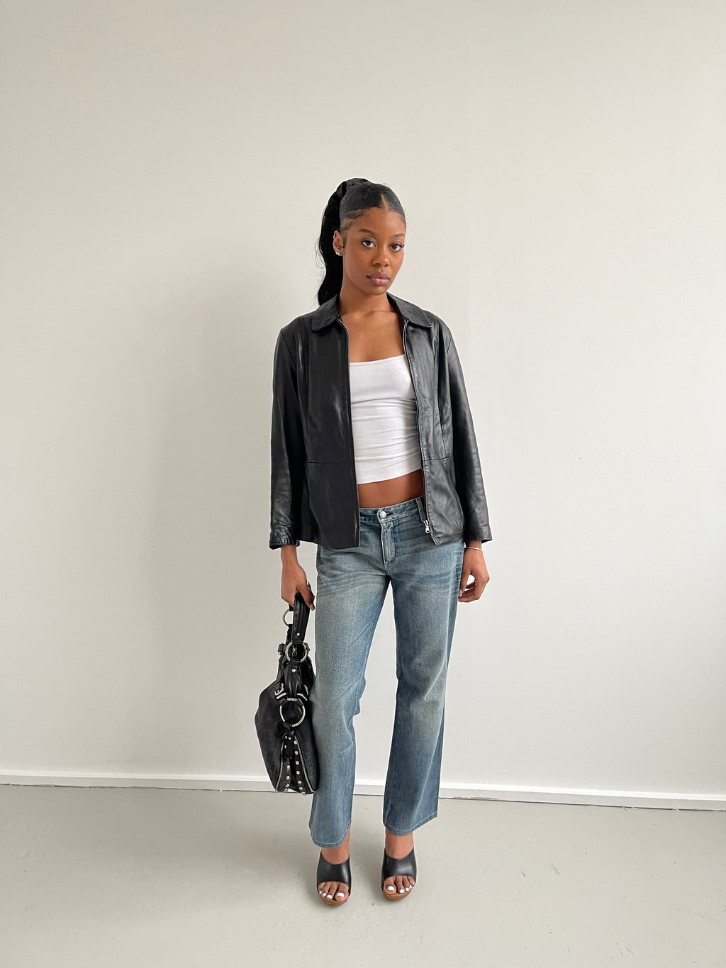 Vintage black leather jacket
