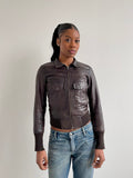 Vintage brown leather bomber jacket