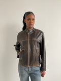 Vintage brown distressed leather jacket