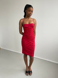 Flavio Castellani red broderie anglaise midi dress