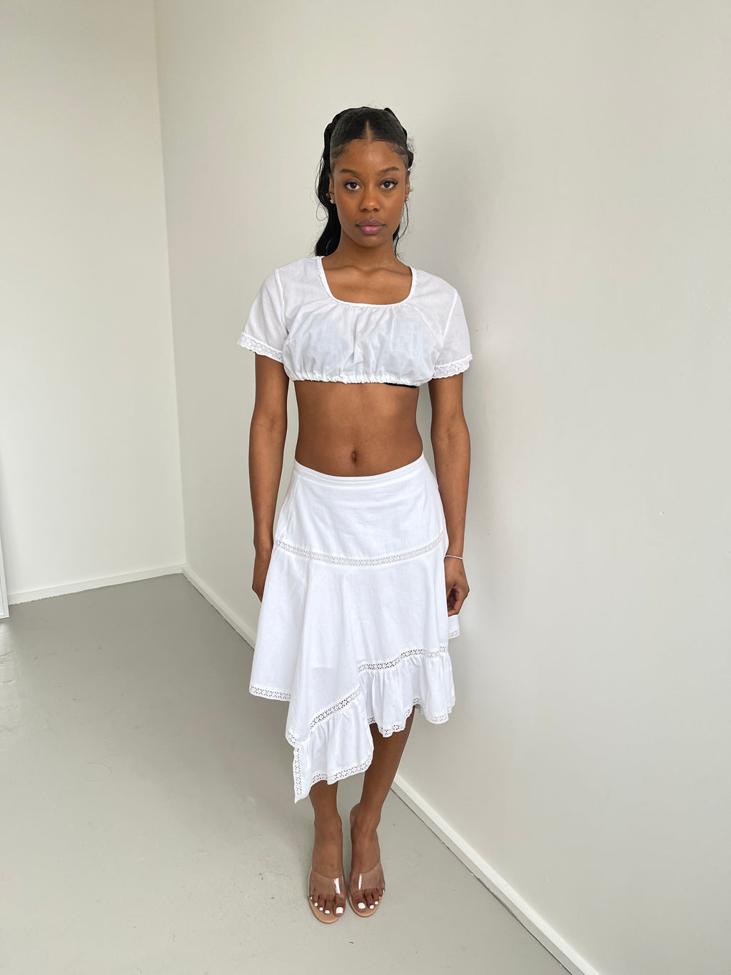 White milk maid cropped top