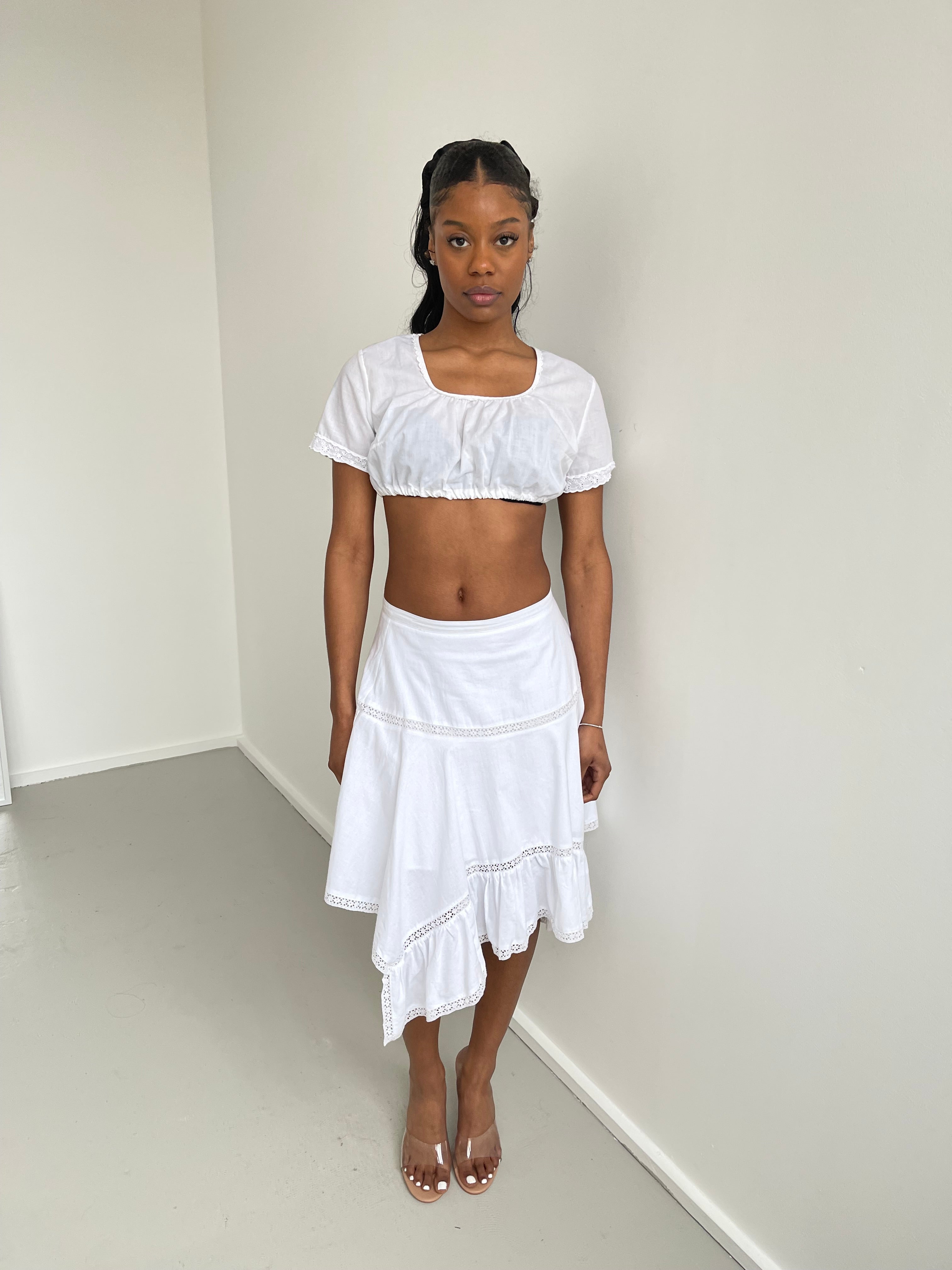 White milk maid cropped top