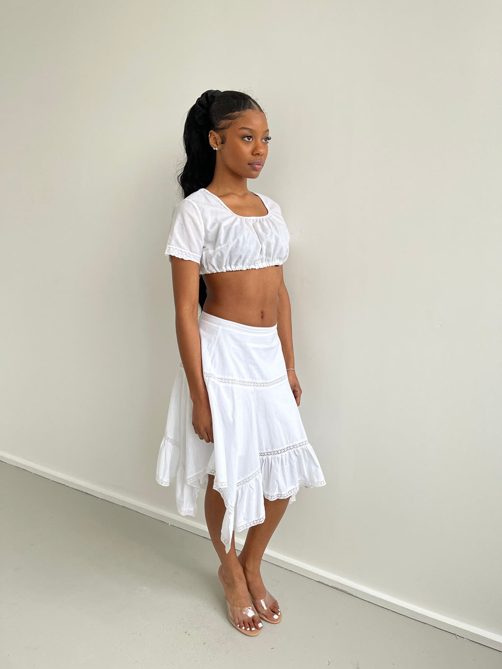 White milk maid cropped top