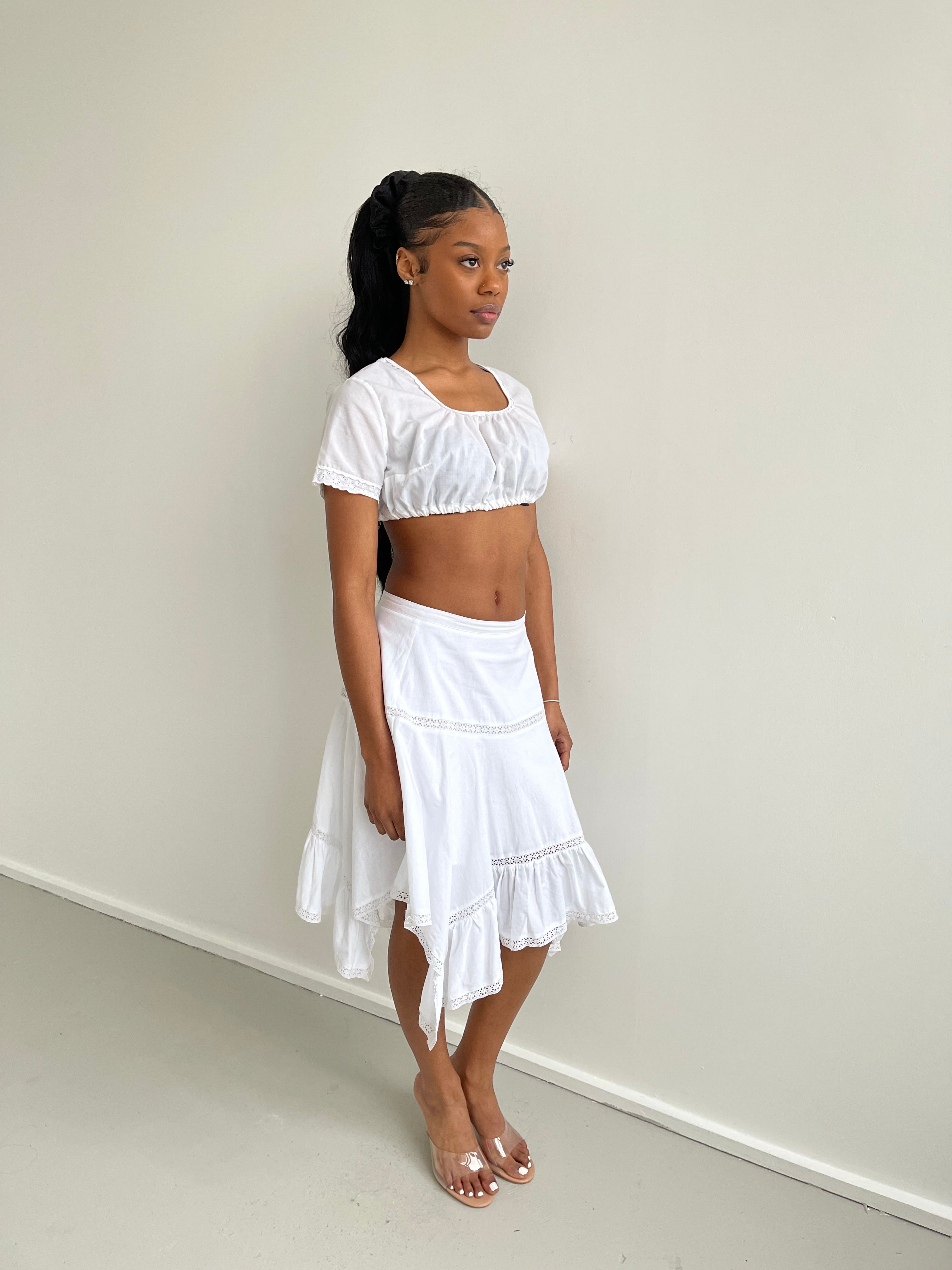 White milk maid cropped top