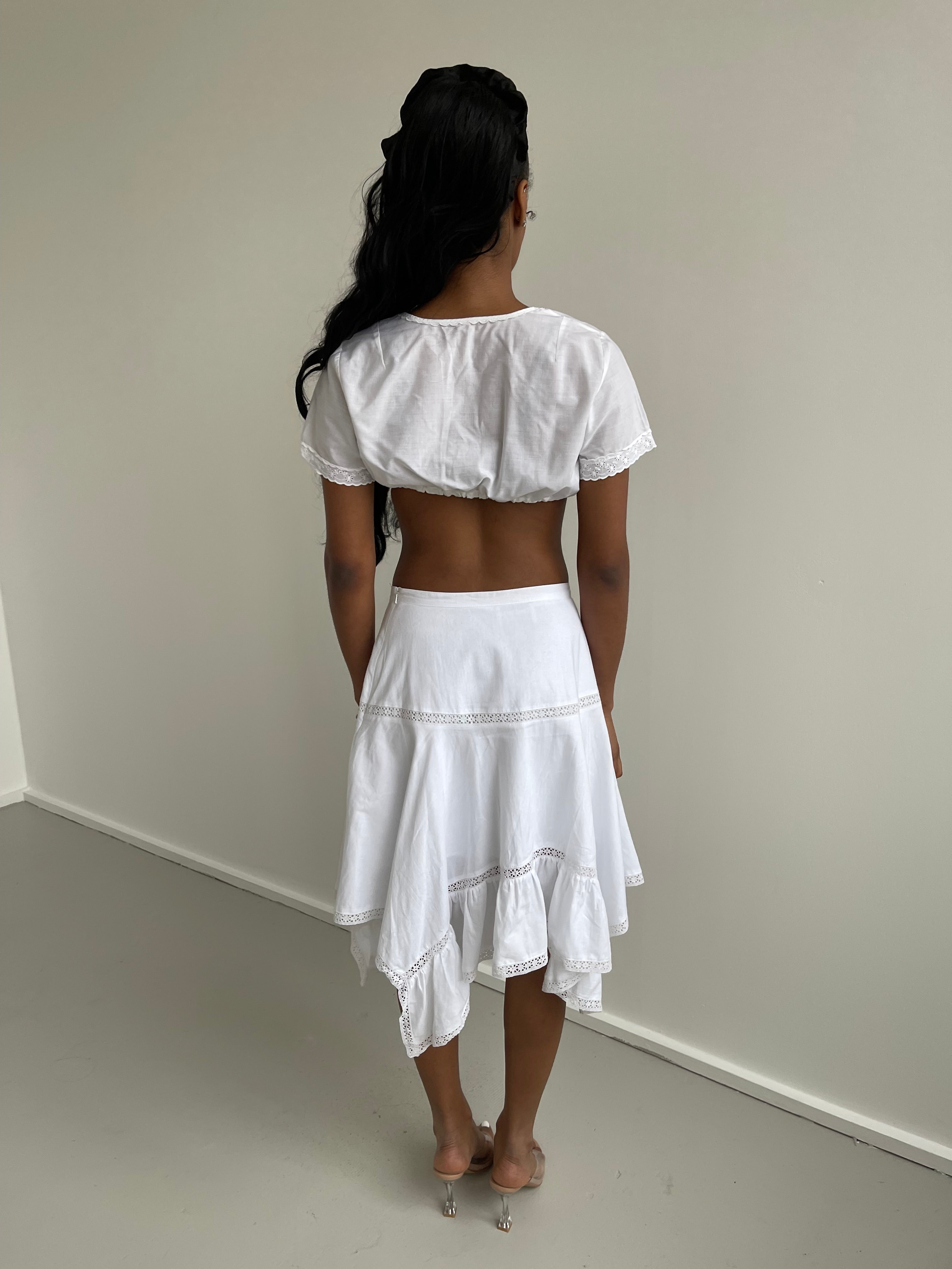 White milk maid cropped top