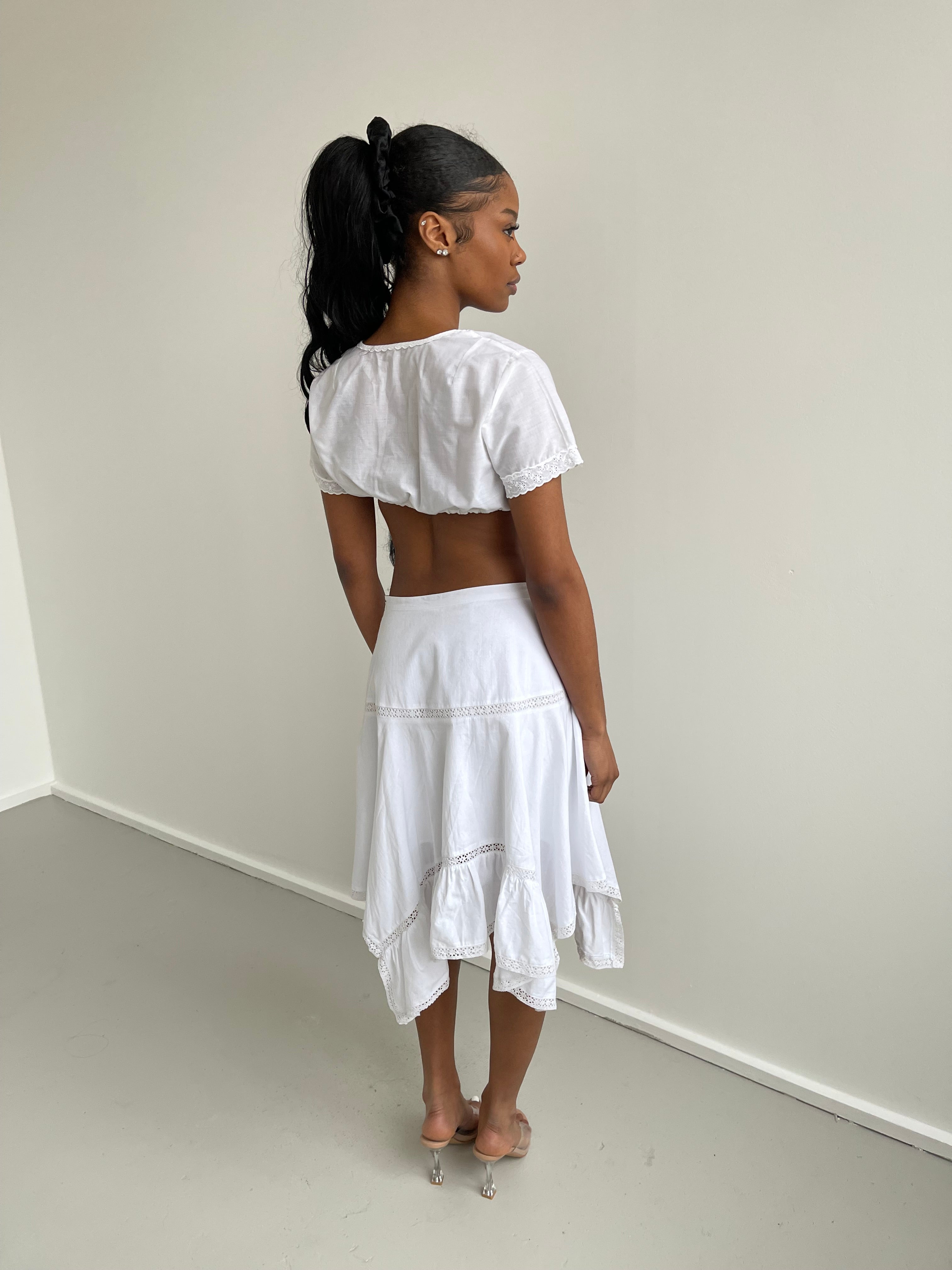 White milk maid cropped top
