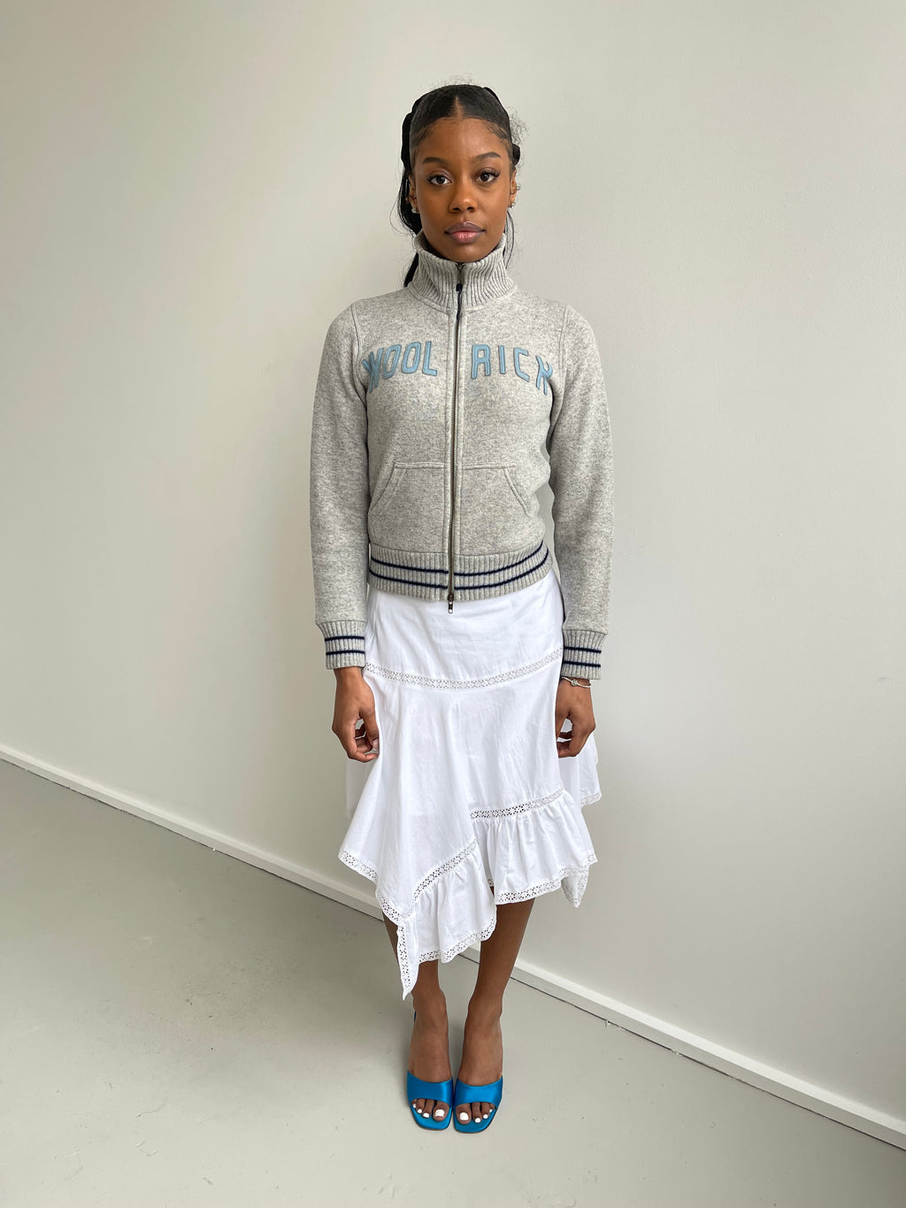 Vintage Woolrich grey knit zip up jumper