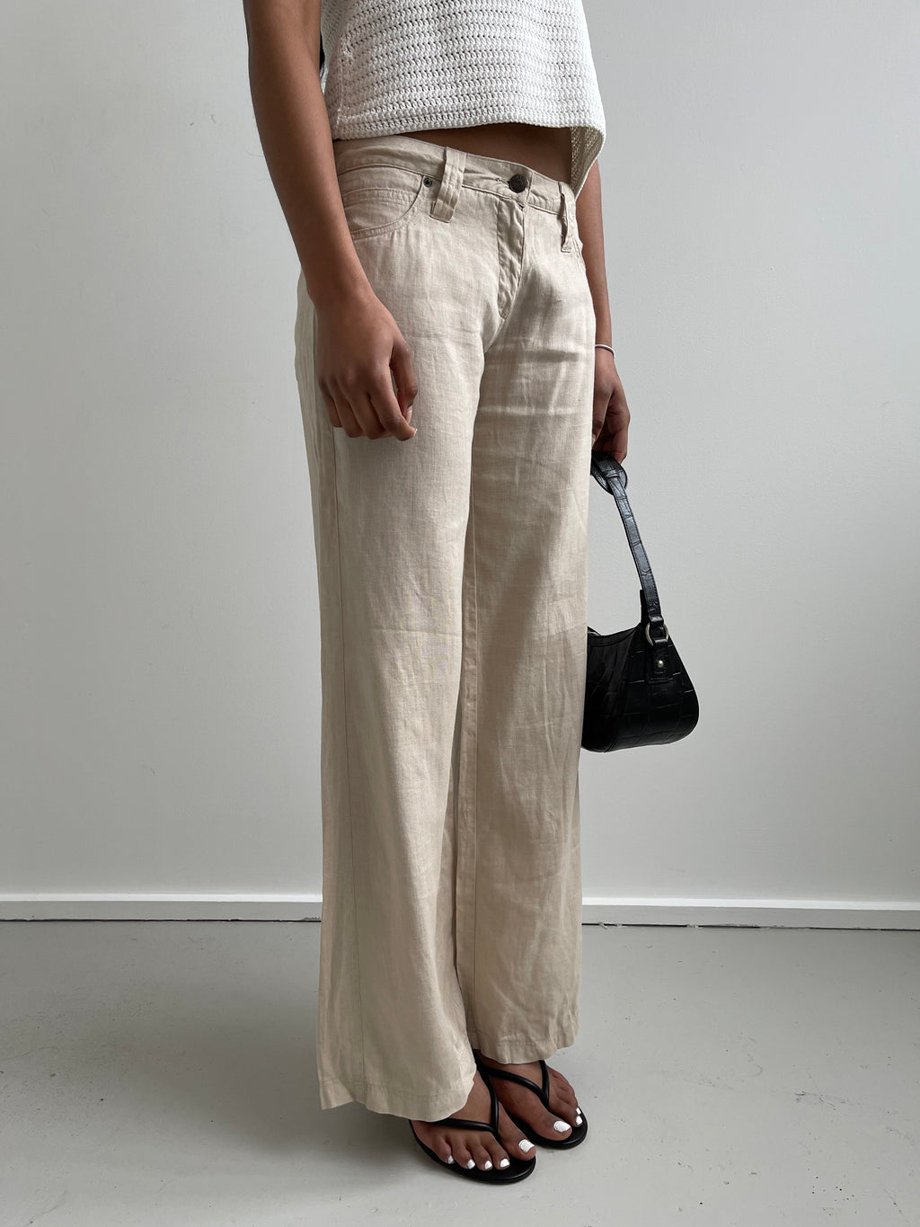 Armani Jeans beige linen straight leg trousers