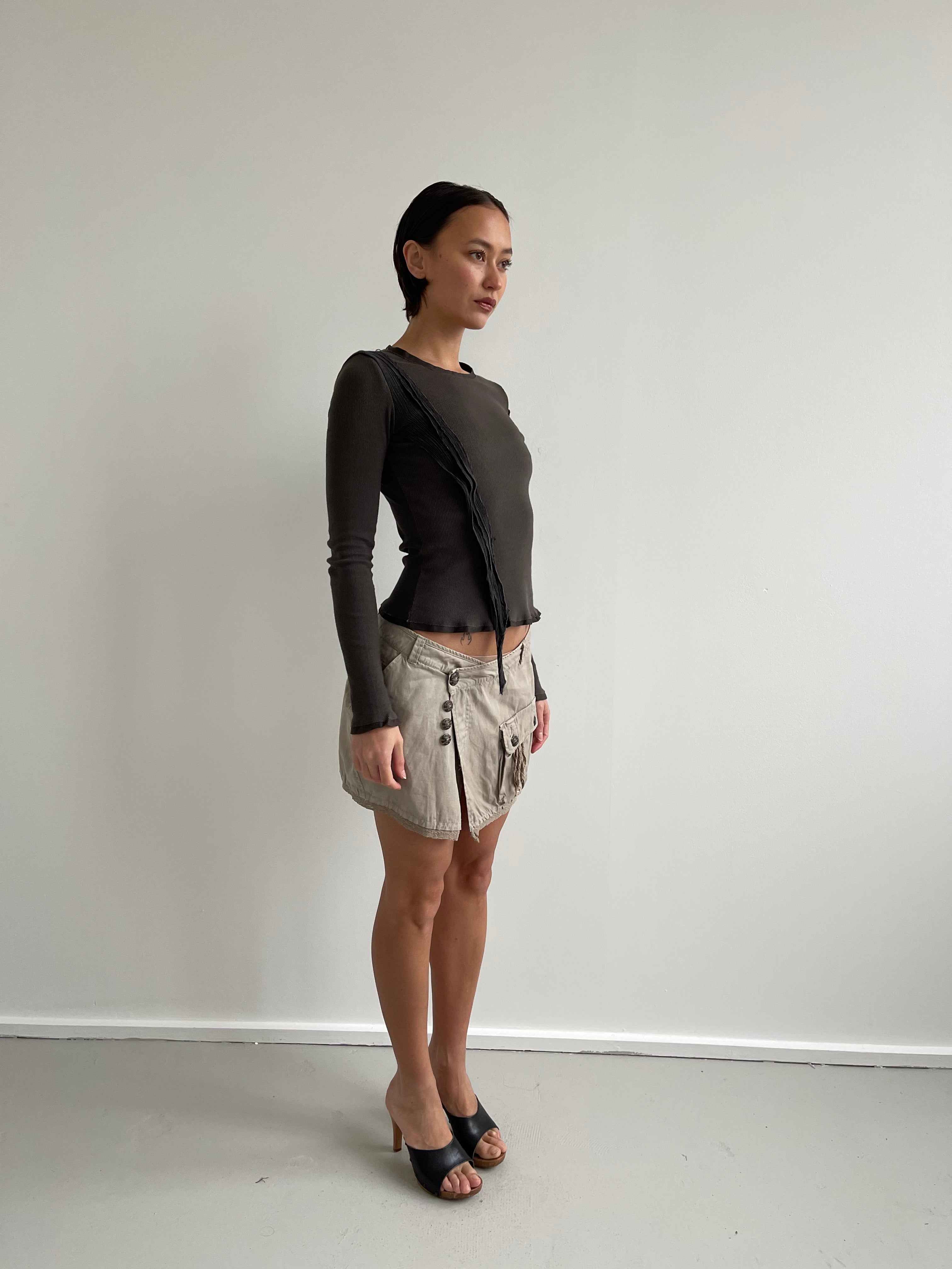 Dundup brown ribbed long sleeved top