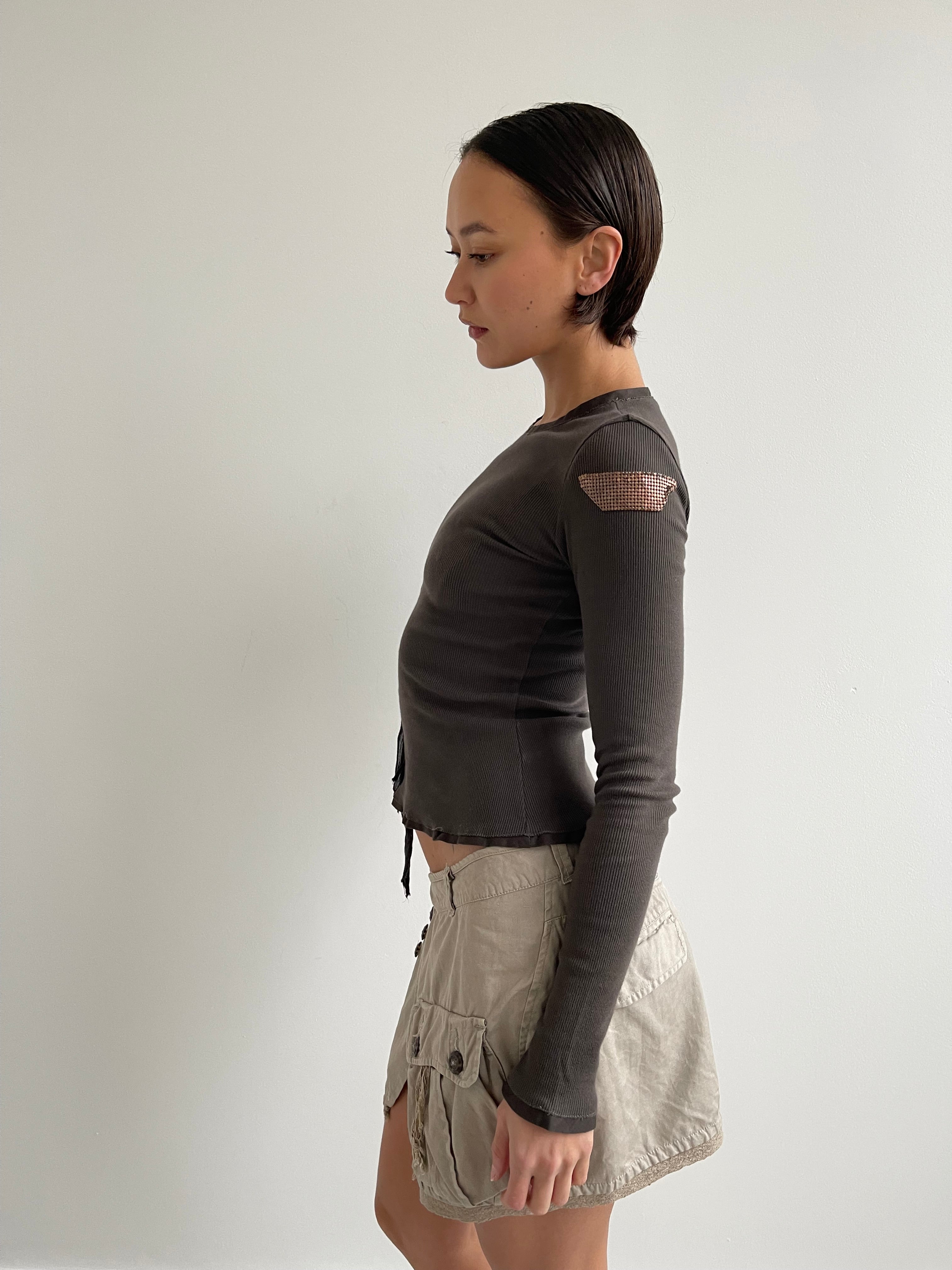 Dundup brown ribbed long sleeved top