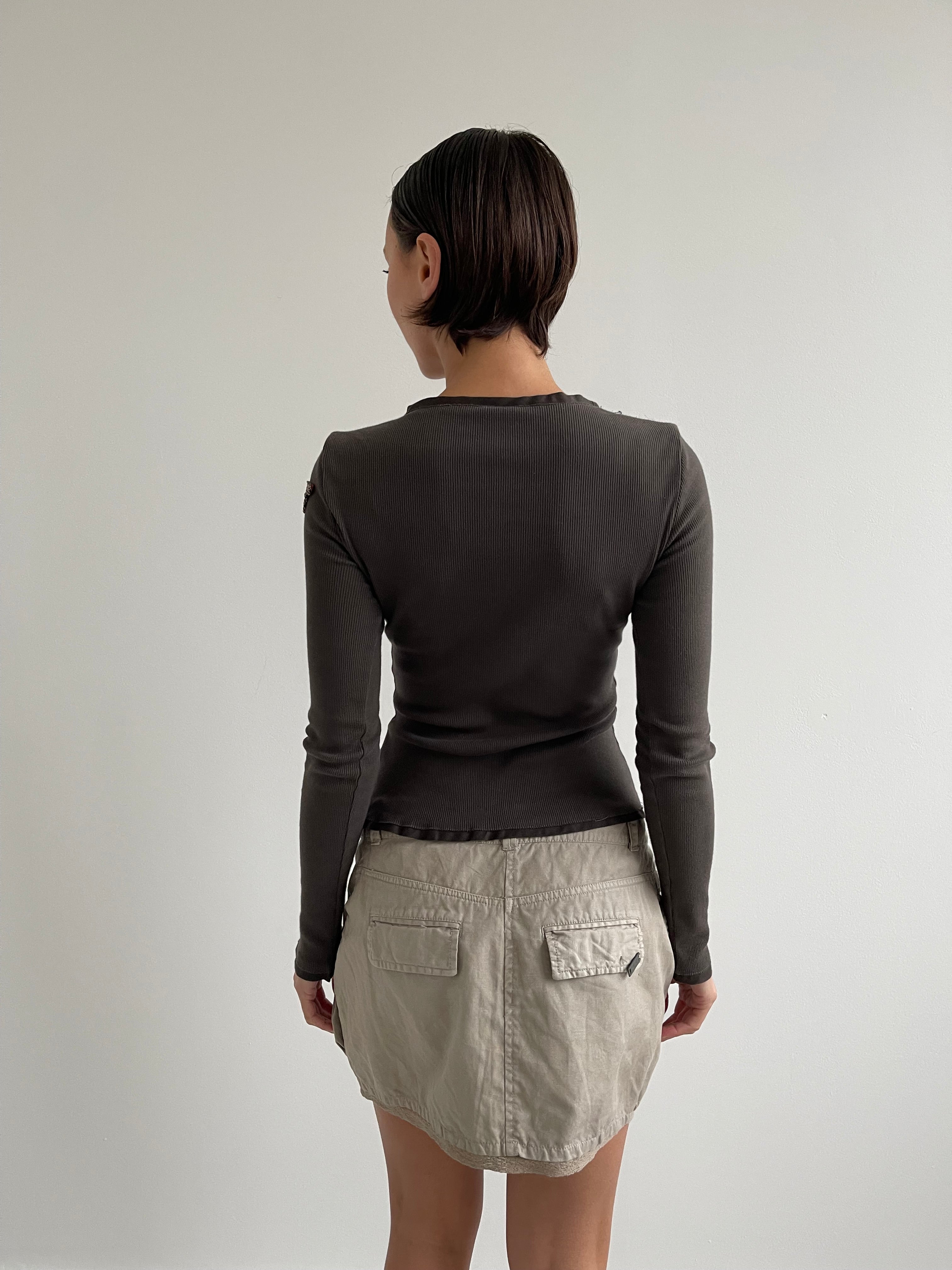 Dundup brown ribbed long sleeved top