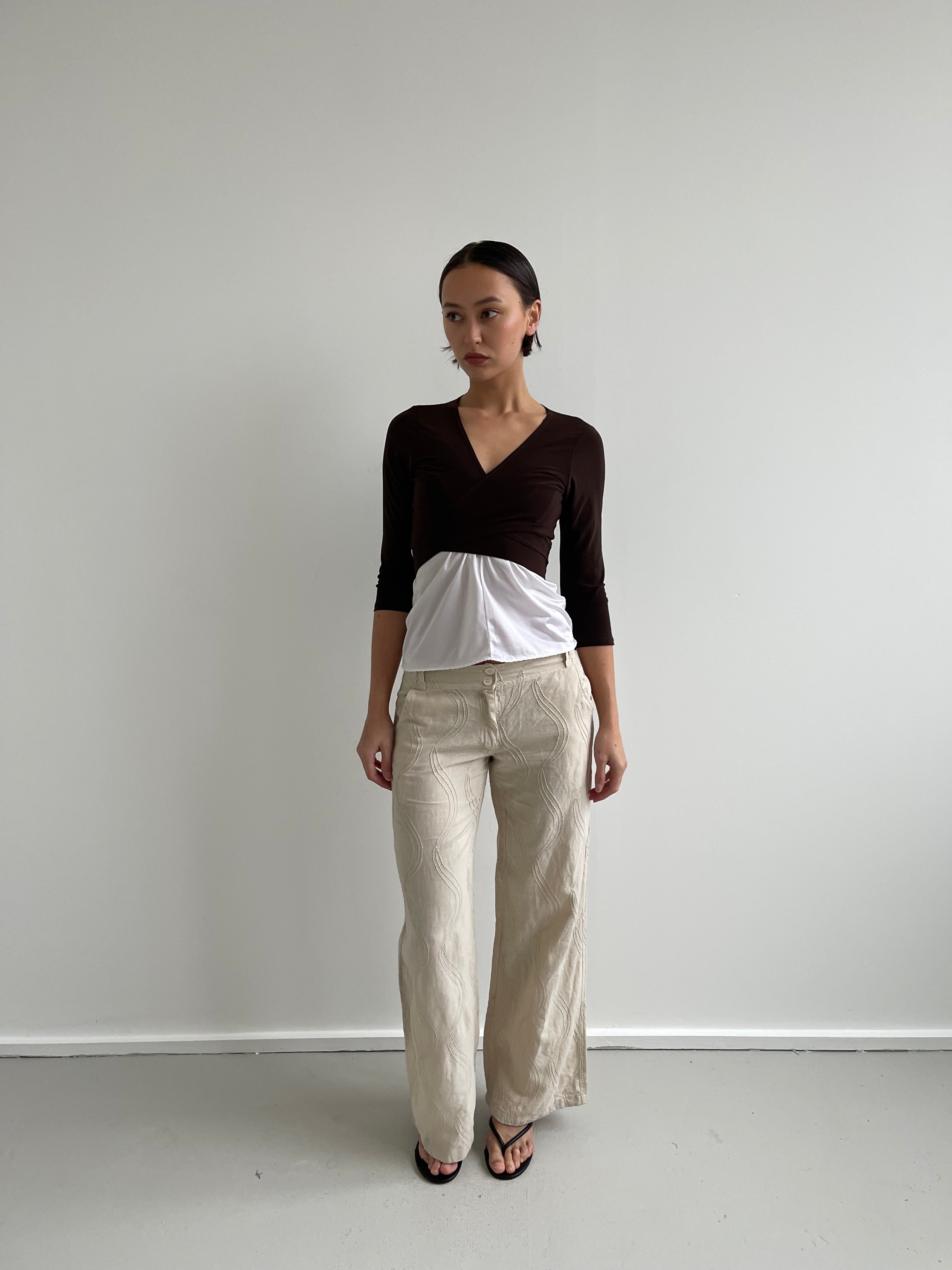 Chocolate brown wrap around top