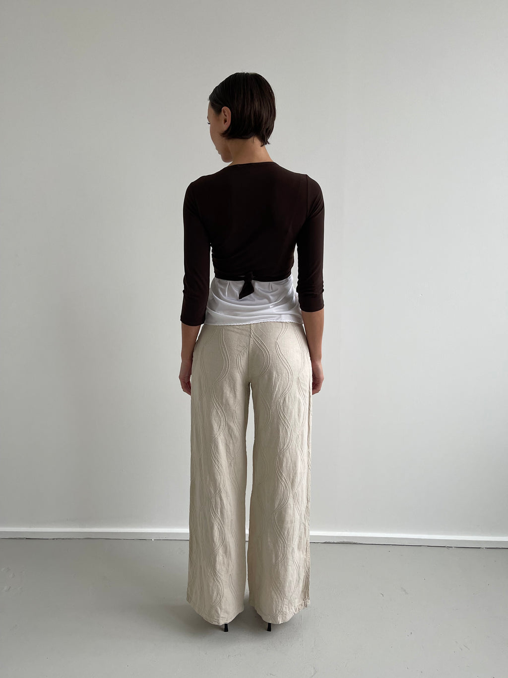 Chocolate brown wrap around top
