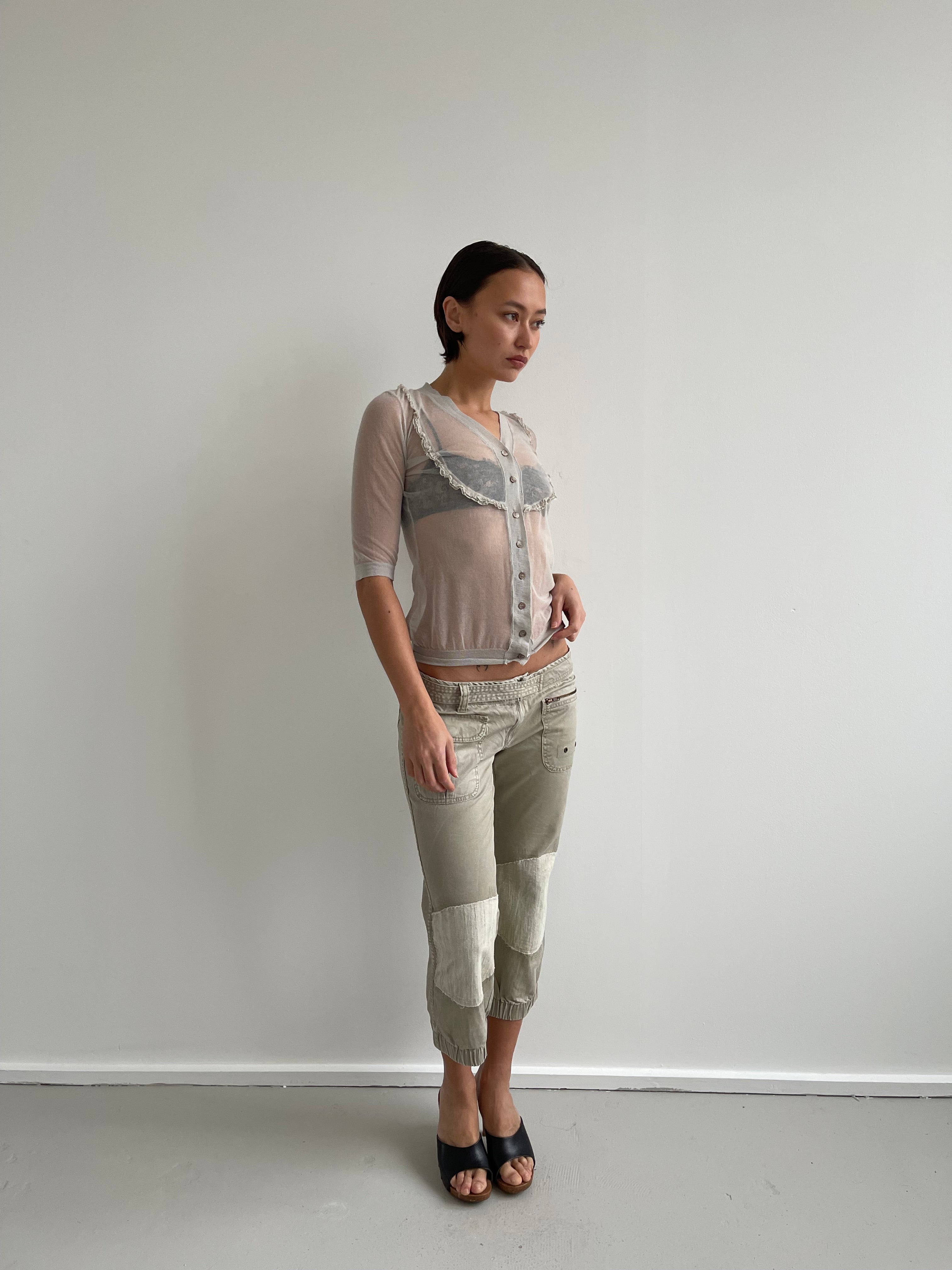 Burberry grey fine knit short sleeved blouse