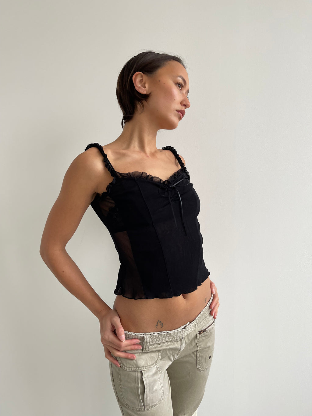 Estisto black mesh cami top