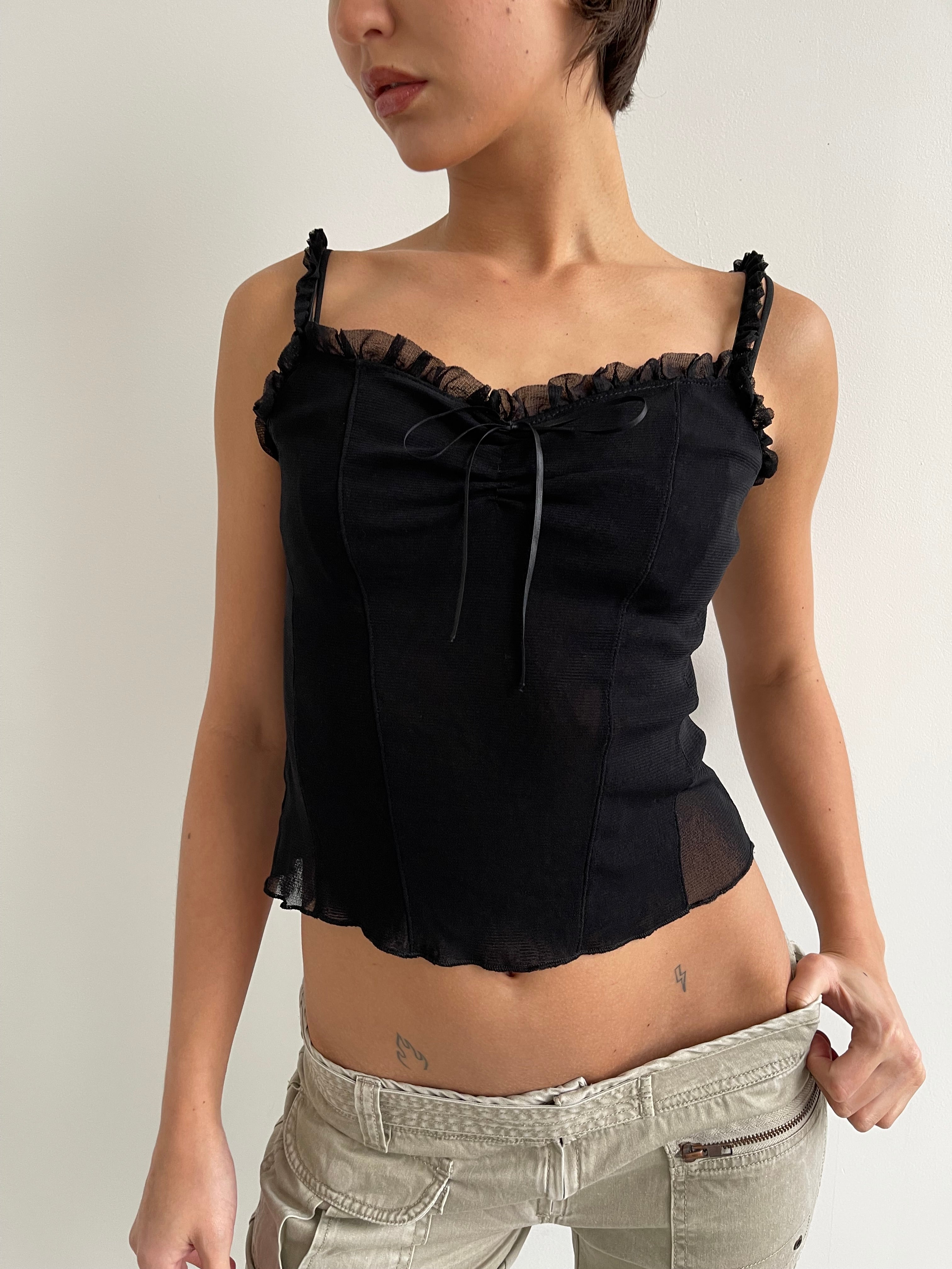 Estisto black mesh cami top