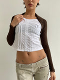 Brown mesh bolero top