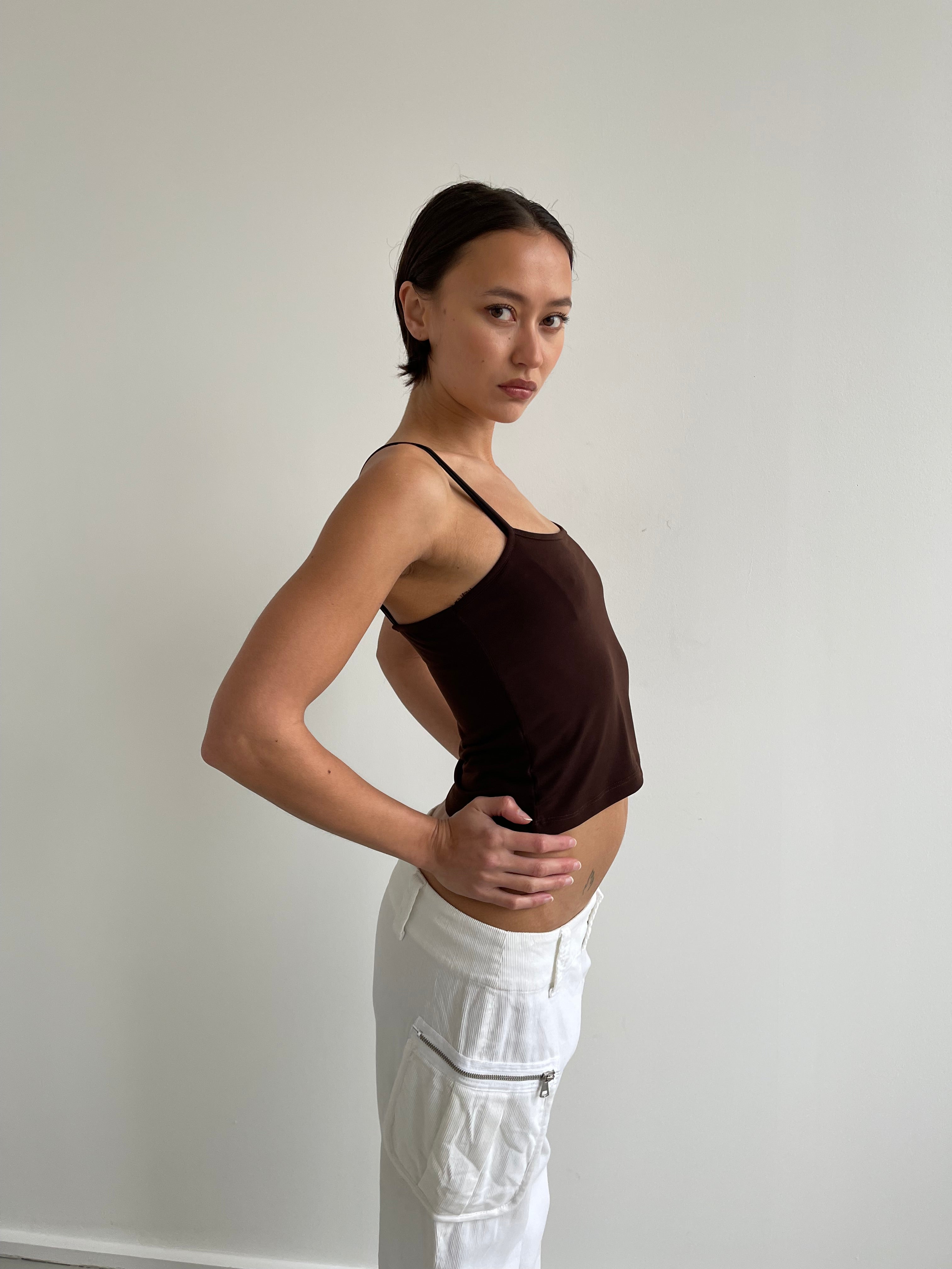 Brown slinky cami top