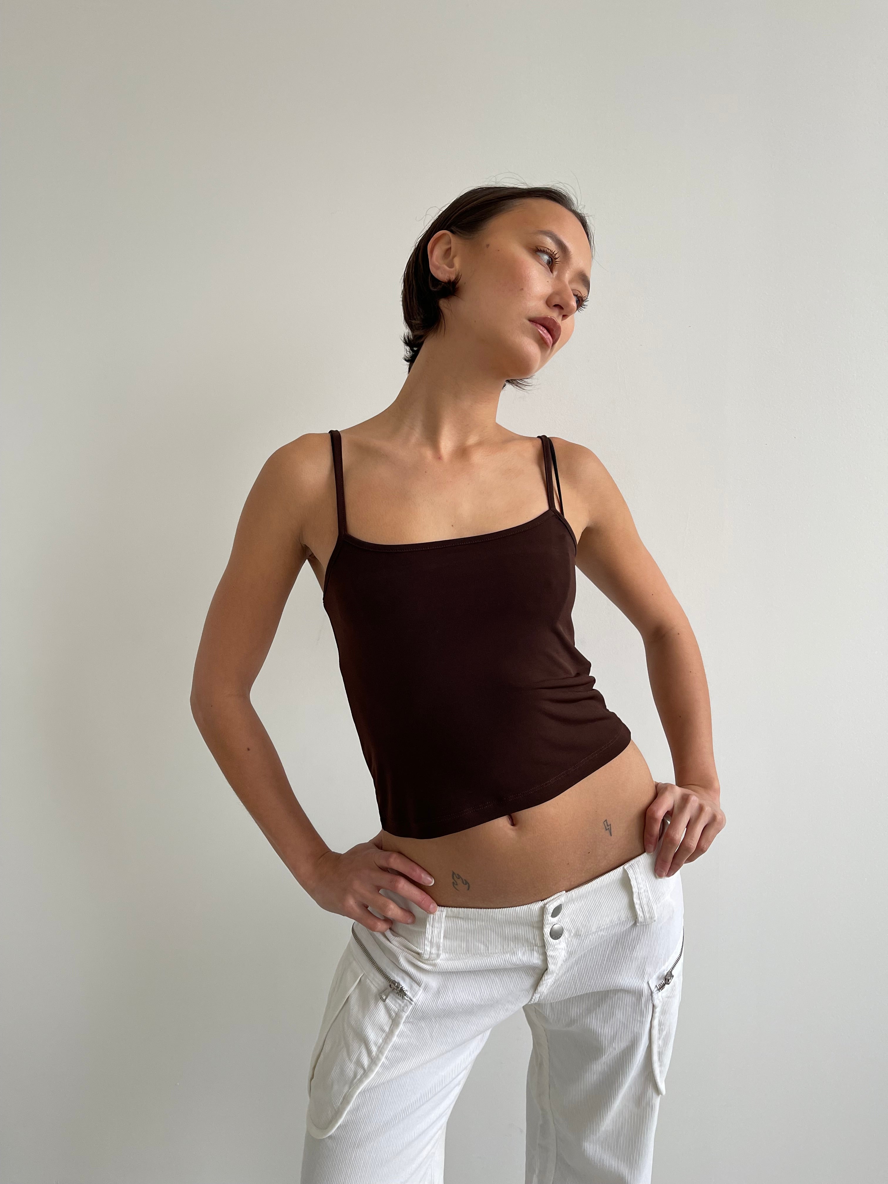 Brown slinky cami top