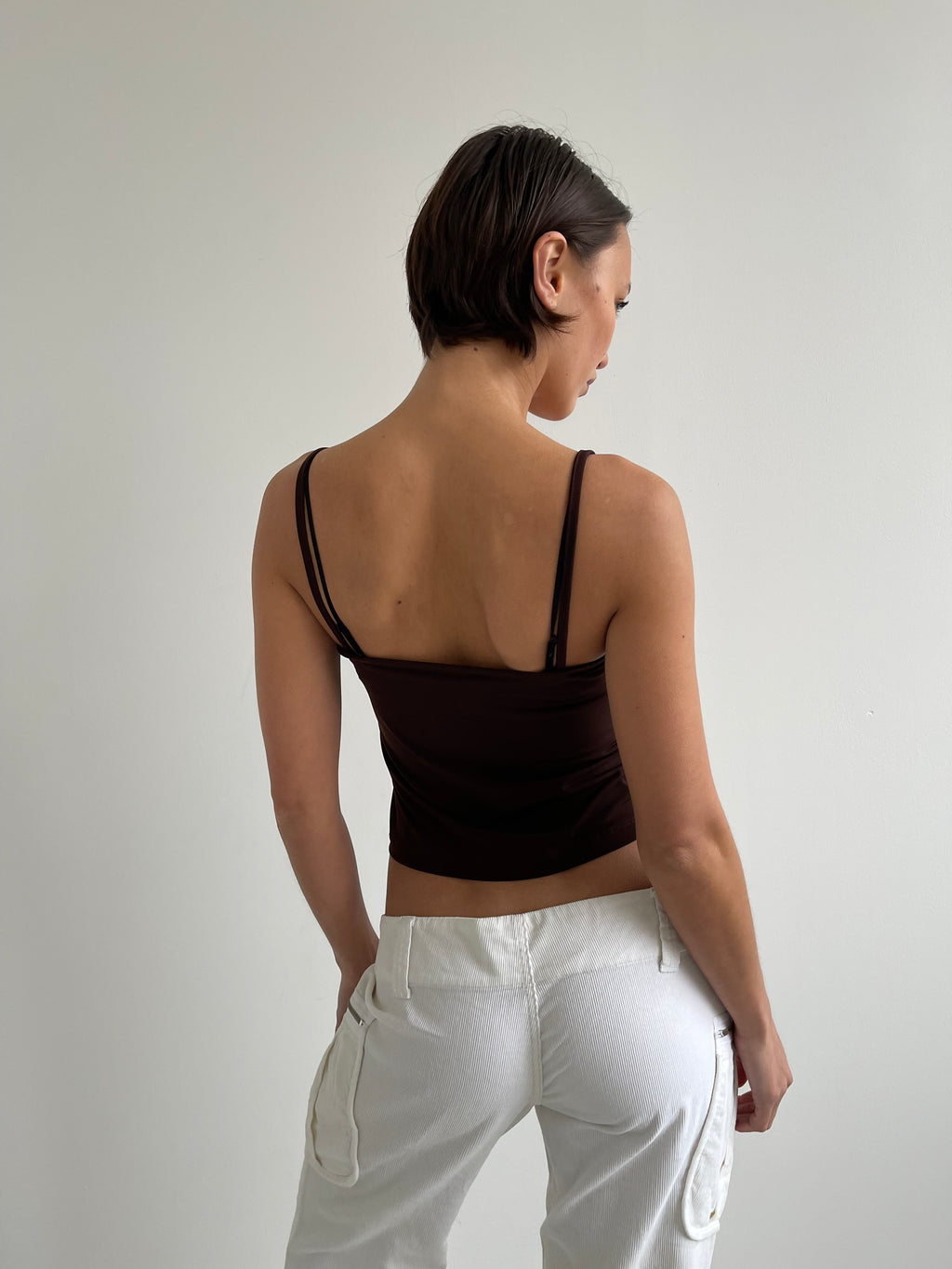 Brown slinky cami top