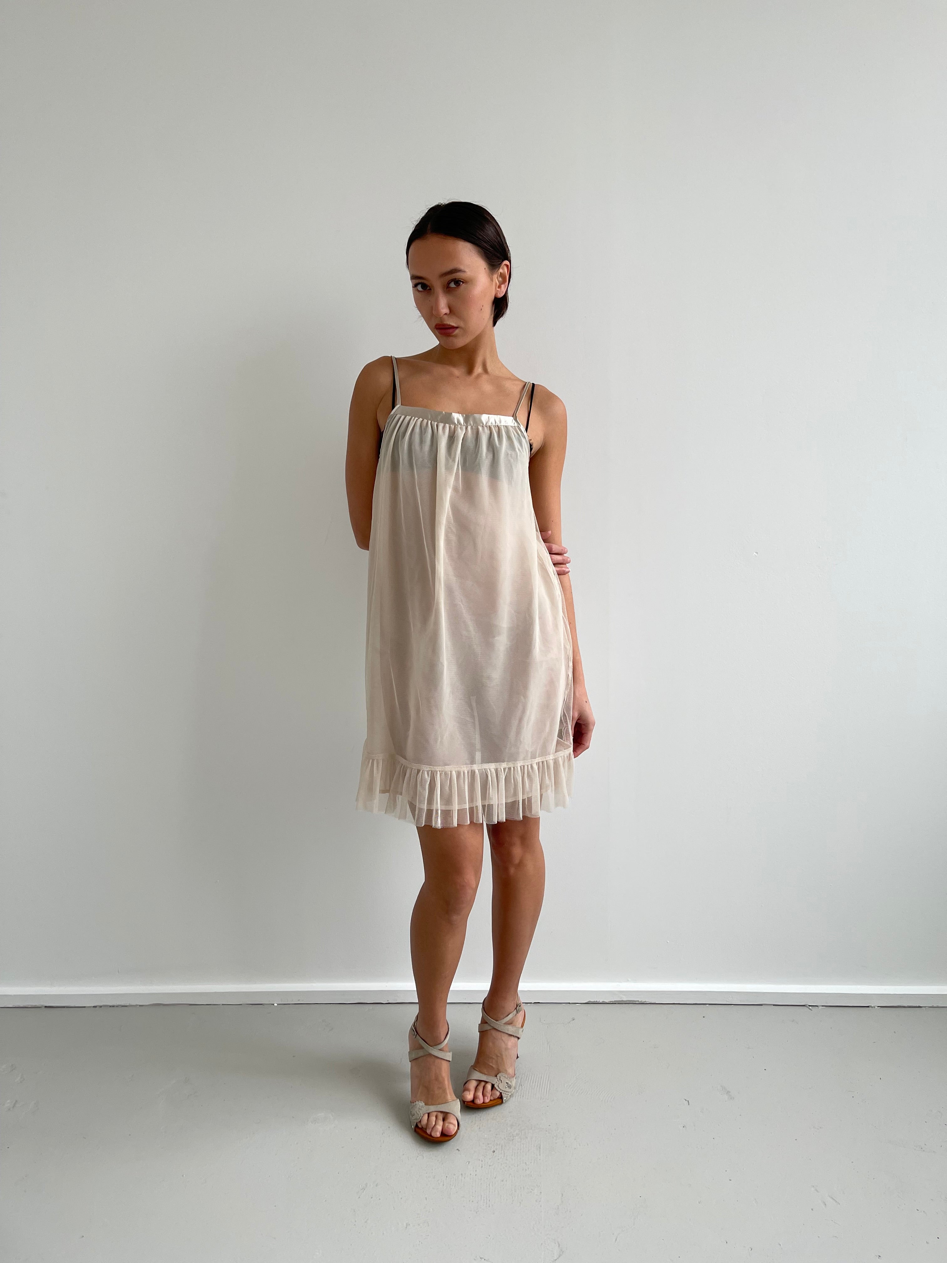 Nude mesh babydoll dress