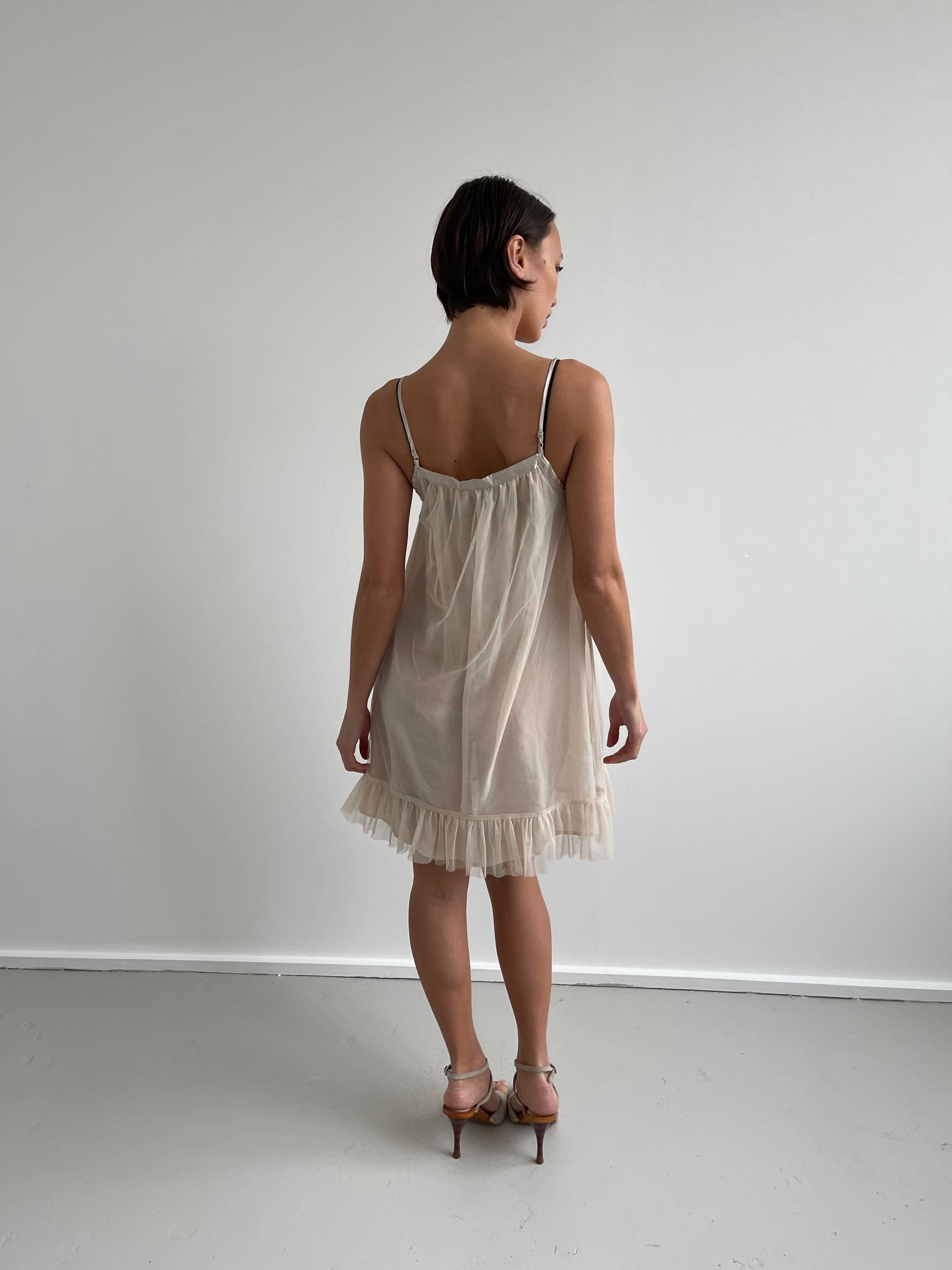 Nude mesh babydoll dress