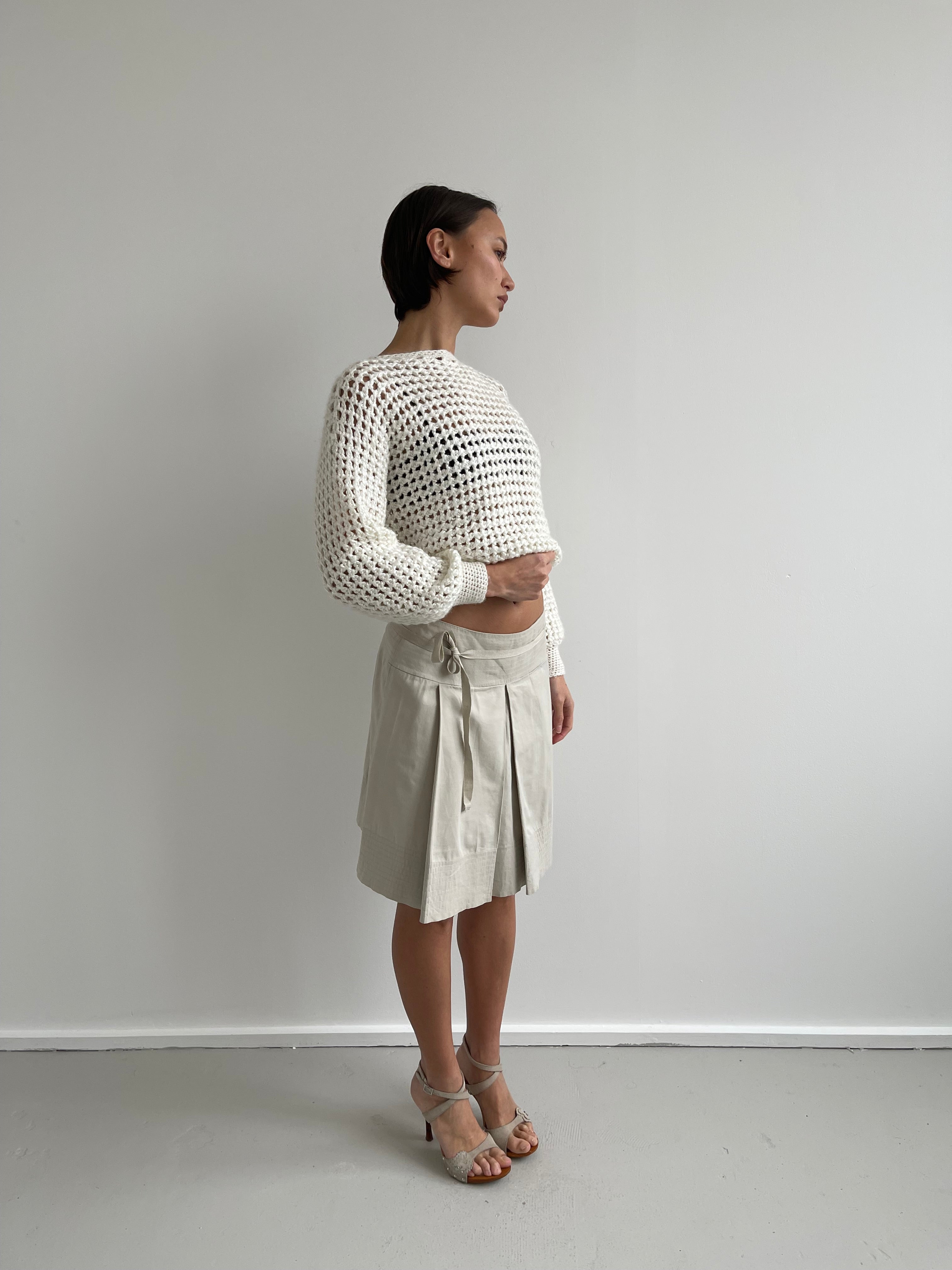 Cream loose knit boat neck jumper