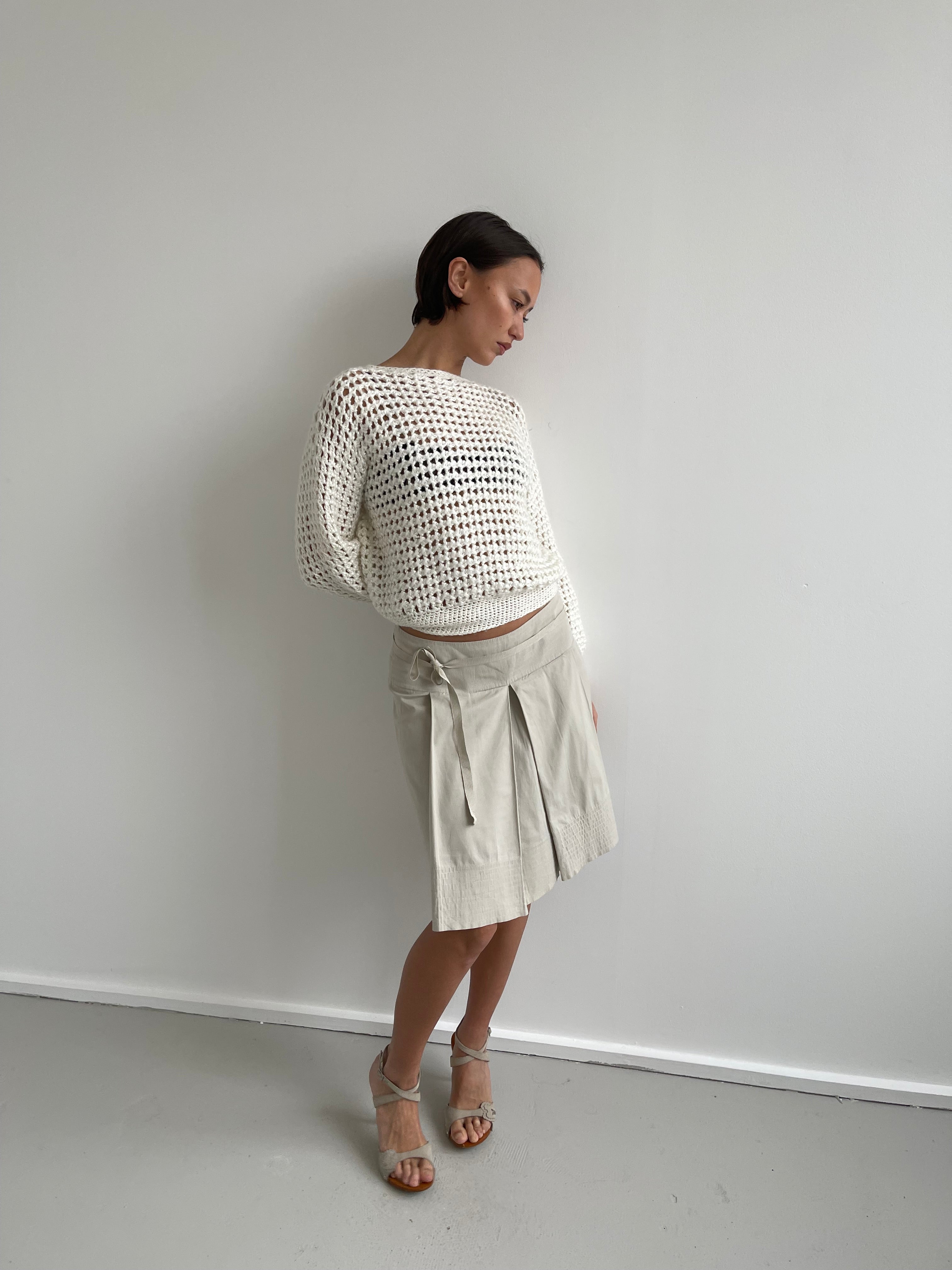 Cream loose knit boat neck jumper