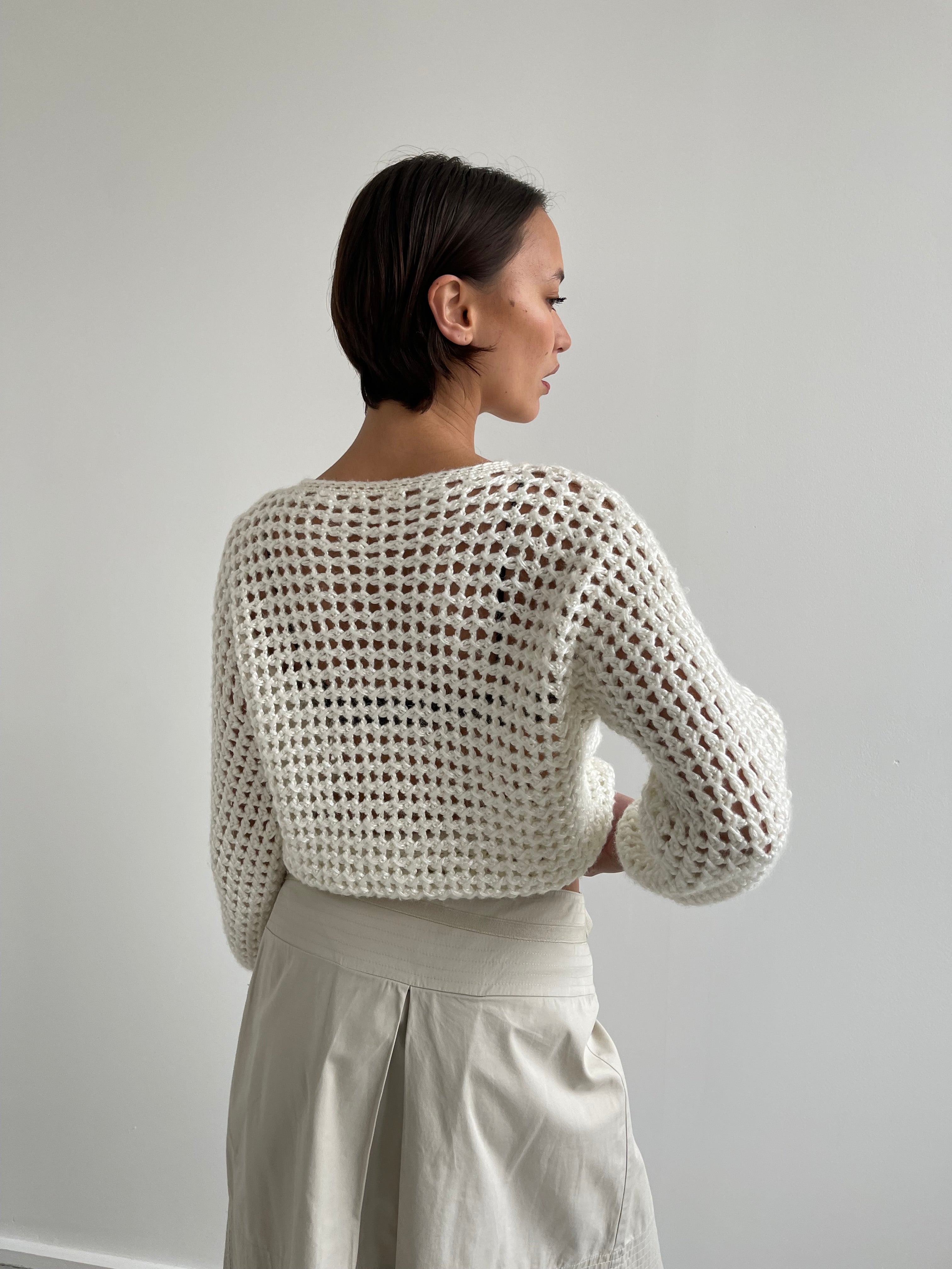 Cream loose knit boat neck jumper